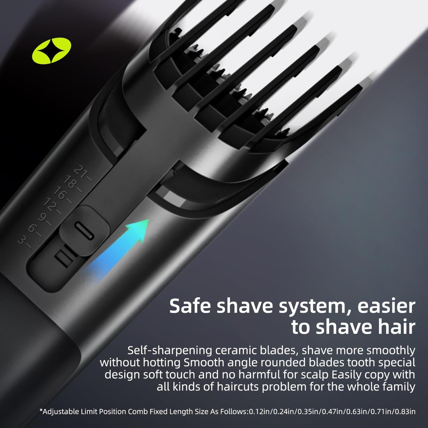 Hair Clippers for Men & Kids - Adjustable Length Trimmer with LED Display | Fast Charging Grooming Kit in Black