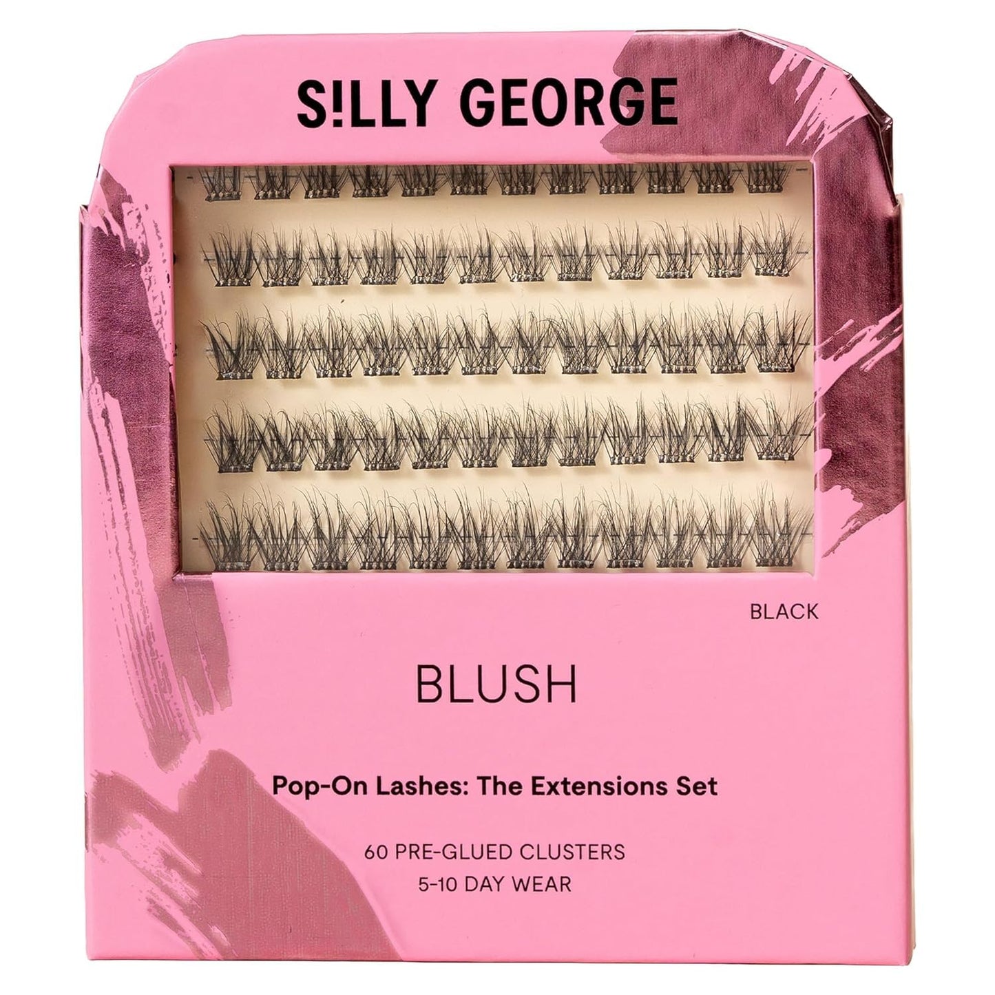 Silly George Pop-On Lashes - DIY Pre-Glued Faux Eyelash Clusters for Natural Look | Bloom, 5-7 Pairs, 60 Clusters