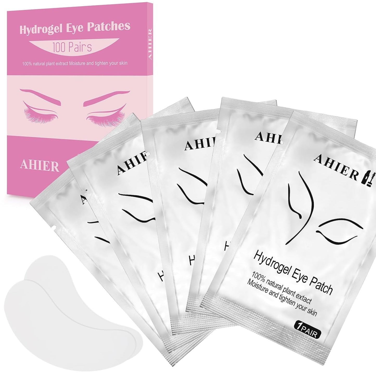 Eyelash Extension Eye Pads - Lint-Free Hydrogel Gel Pads | 100 Pairs for DIY Lash Extensions