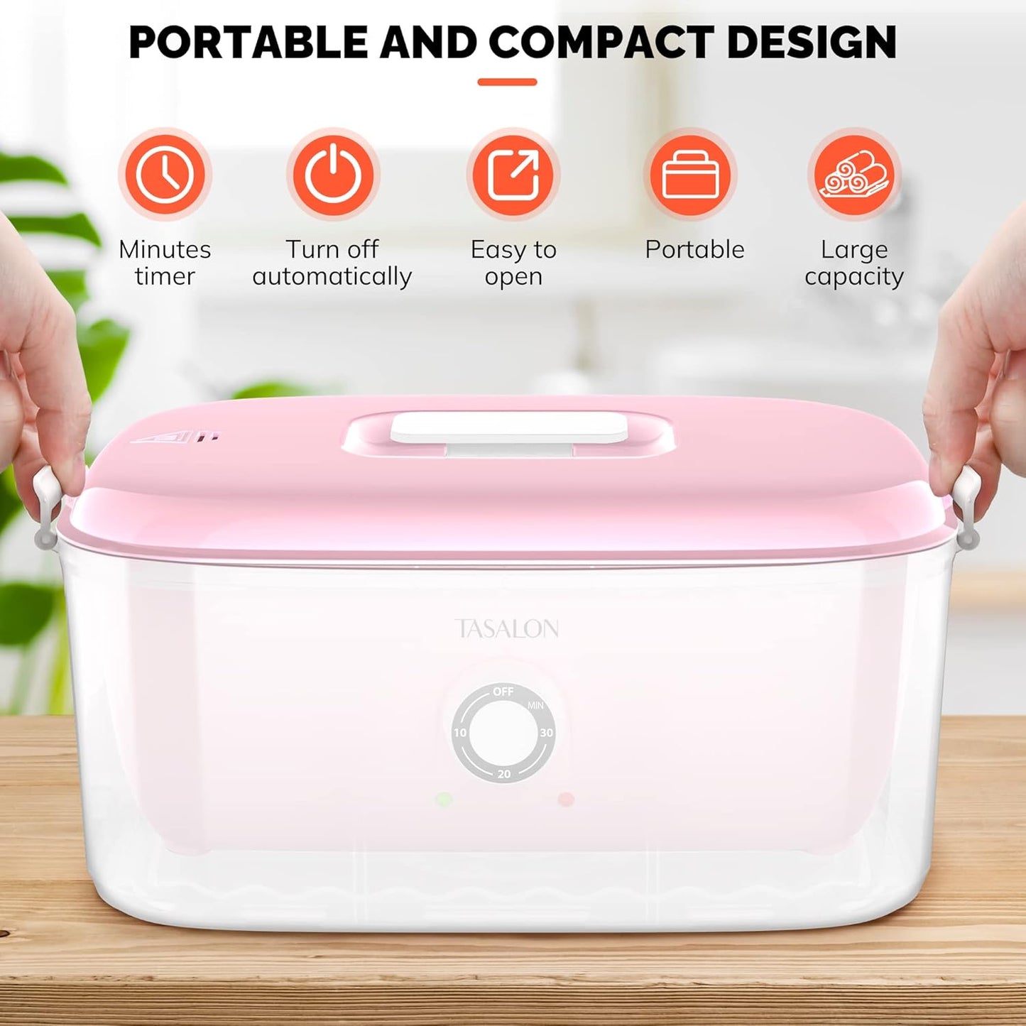 Hot Towel Steamer for Facials - Portable Towel Warmer Heats in 5 Minutes | Fits 16 Mini Towels, Pink