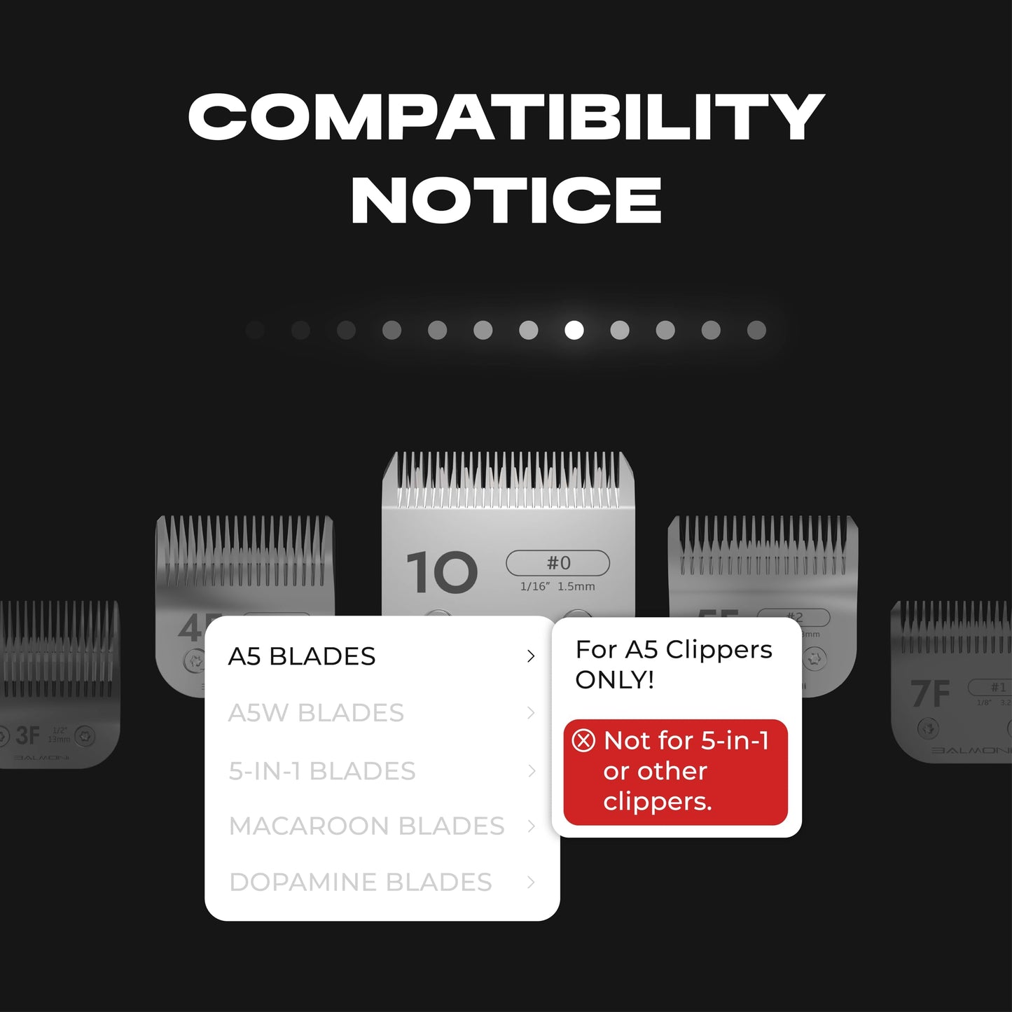BALMONI Professional A5 Blades – Powder Metallurgy + Titanium-Ceramic, Low-Heat High-Precision – Fits Wahl, Andis, Oster, Heiniger A5 Clippers, Parent (#9 2mm-5/64)
