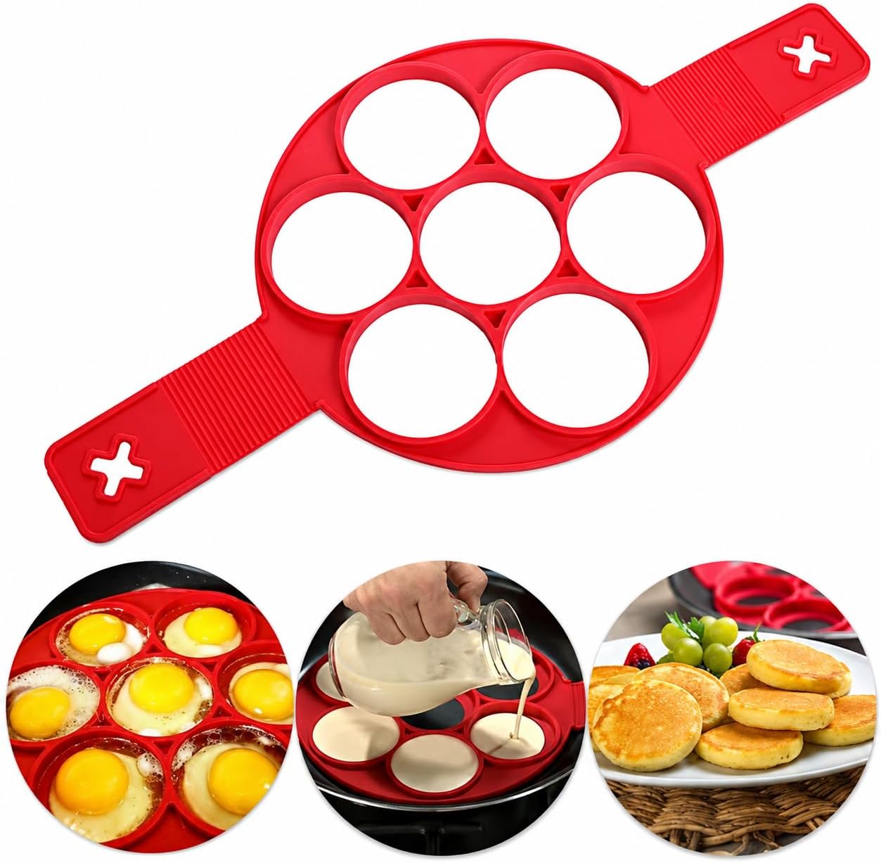 Silicone Egg Ring Pancake Mold - Nonstick Reusable Breakfast Cooking Tool | Perfect for Eggs, Pancakes, Omelets