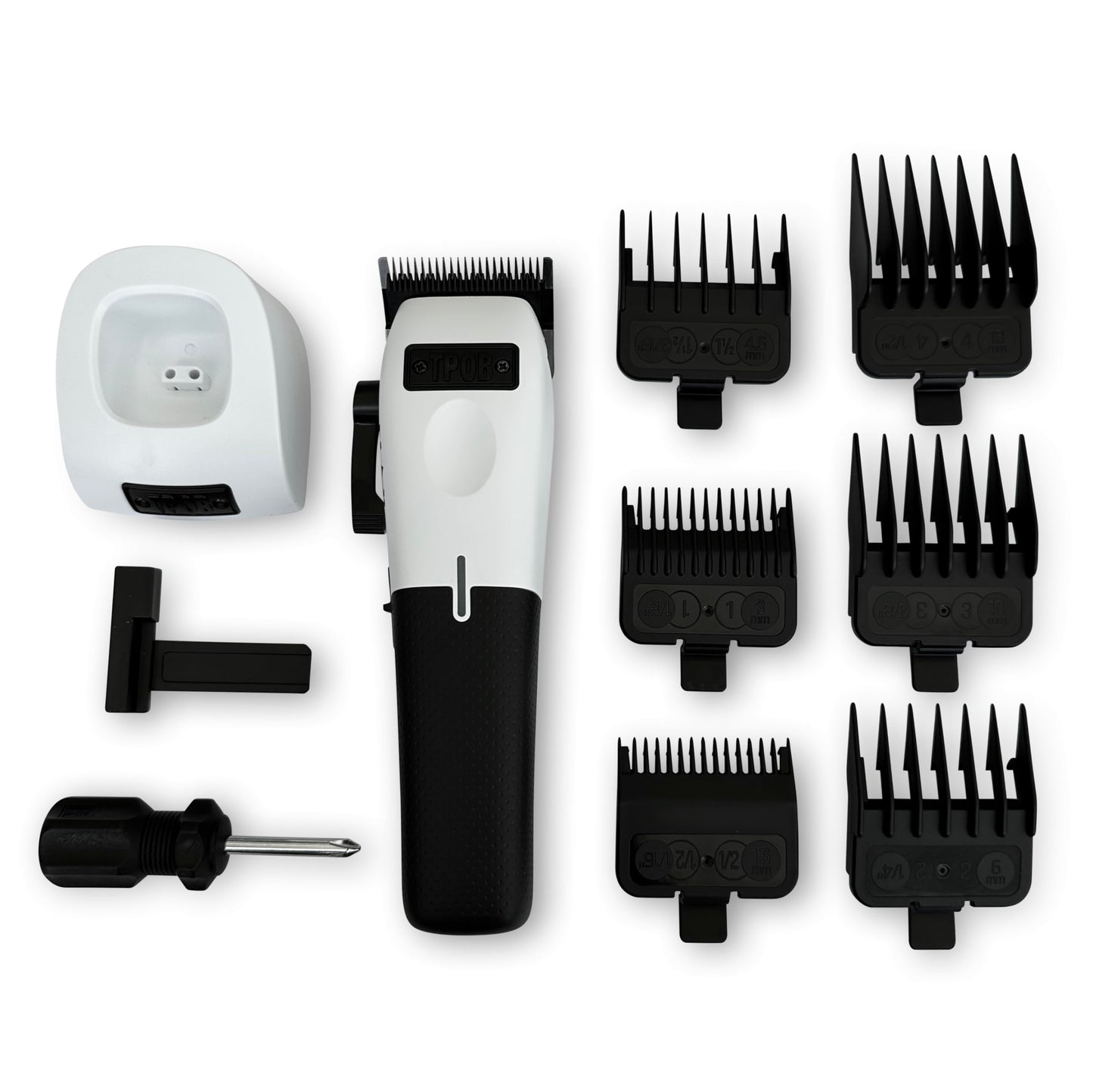TPOB Play Barber Hair Clippers for Men 7500 RPM with Rubber Grips (White)