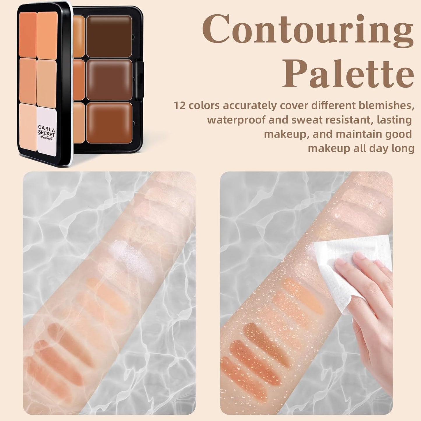 Cream Concealer Foundation Palette - 12 Long-Wearing Colors | Blendable Full Coverage Makeup