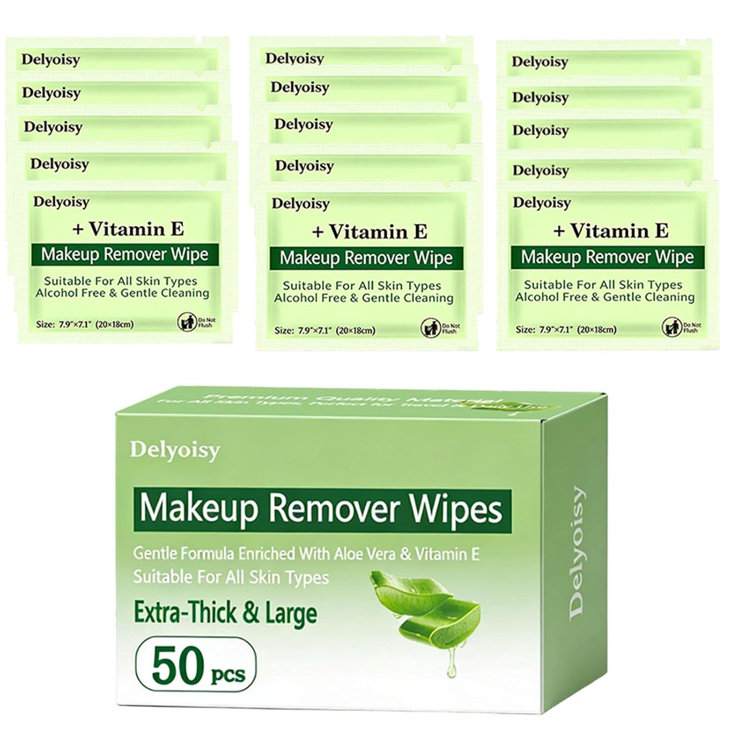Makeup Remover Wipes - 100 Count Individually Wrapped, Alcohol-Free & Unscented | Travel Size for Sensitive Skin