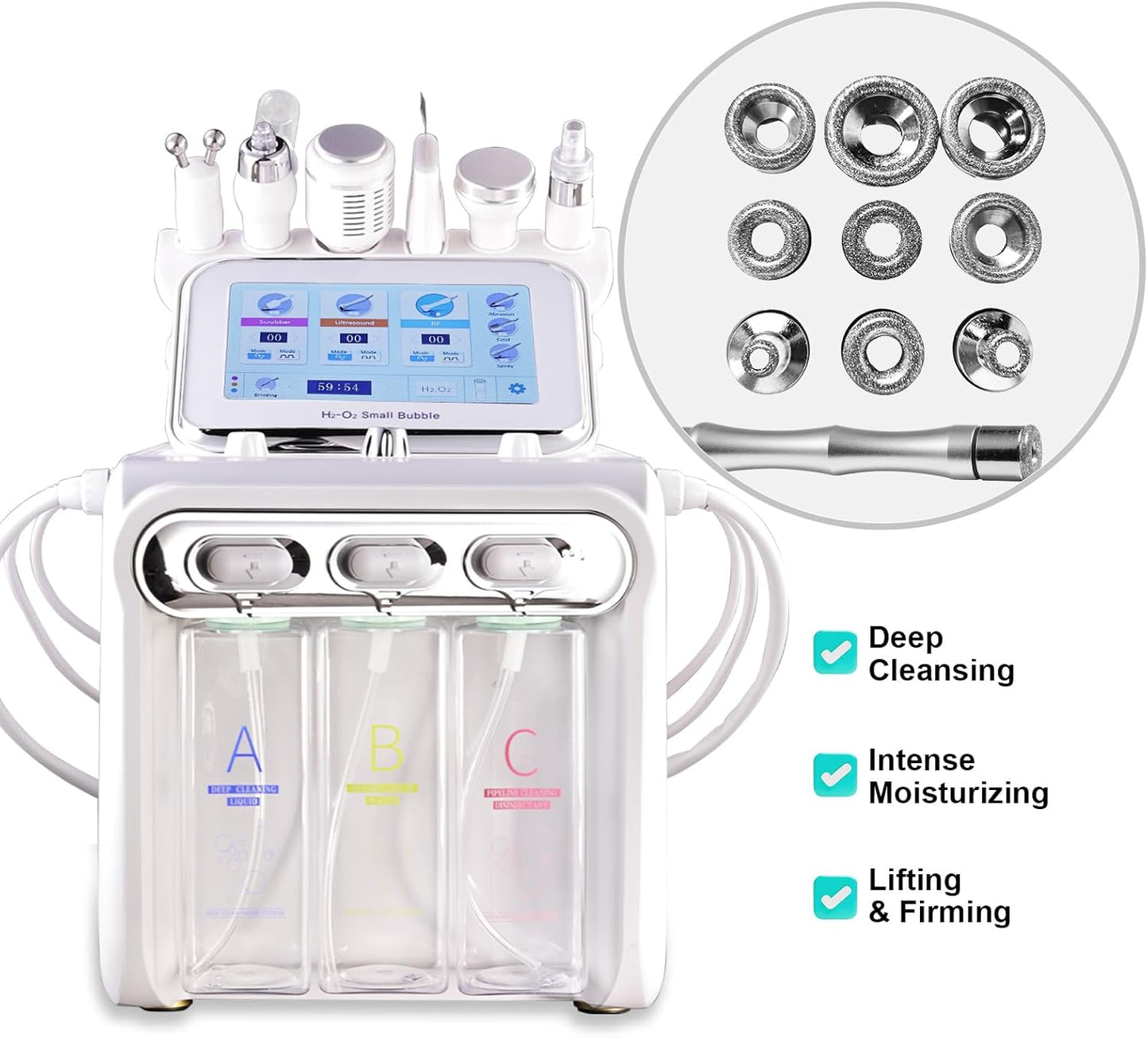 Diamond Microdermabrasion Facial Machine - 7 in 1 Hydrogen Oxygen System with Aqua Peeling Solution