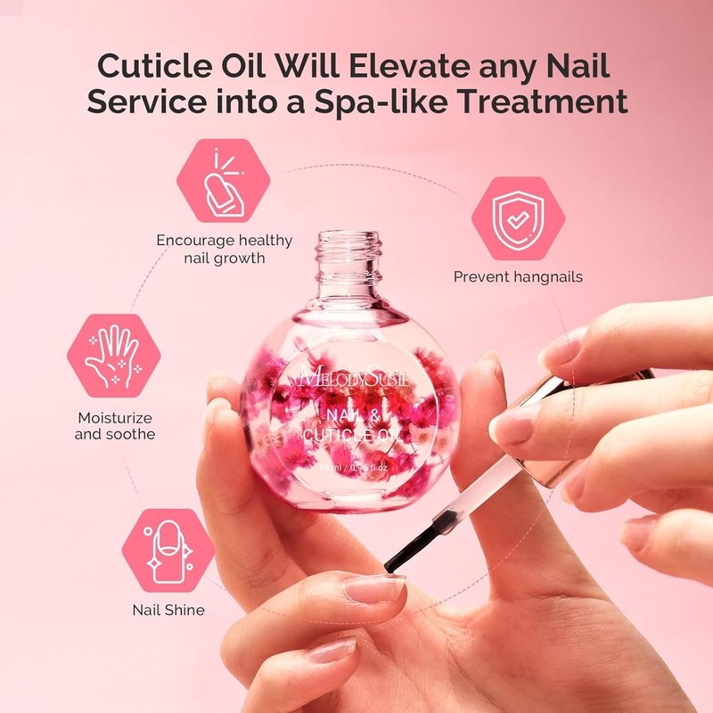 MelodySusie Rose Cuticle Oil - Infused with Real Flowers | Hydrating & Nourishing 28ml for Stronger Nails