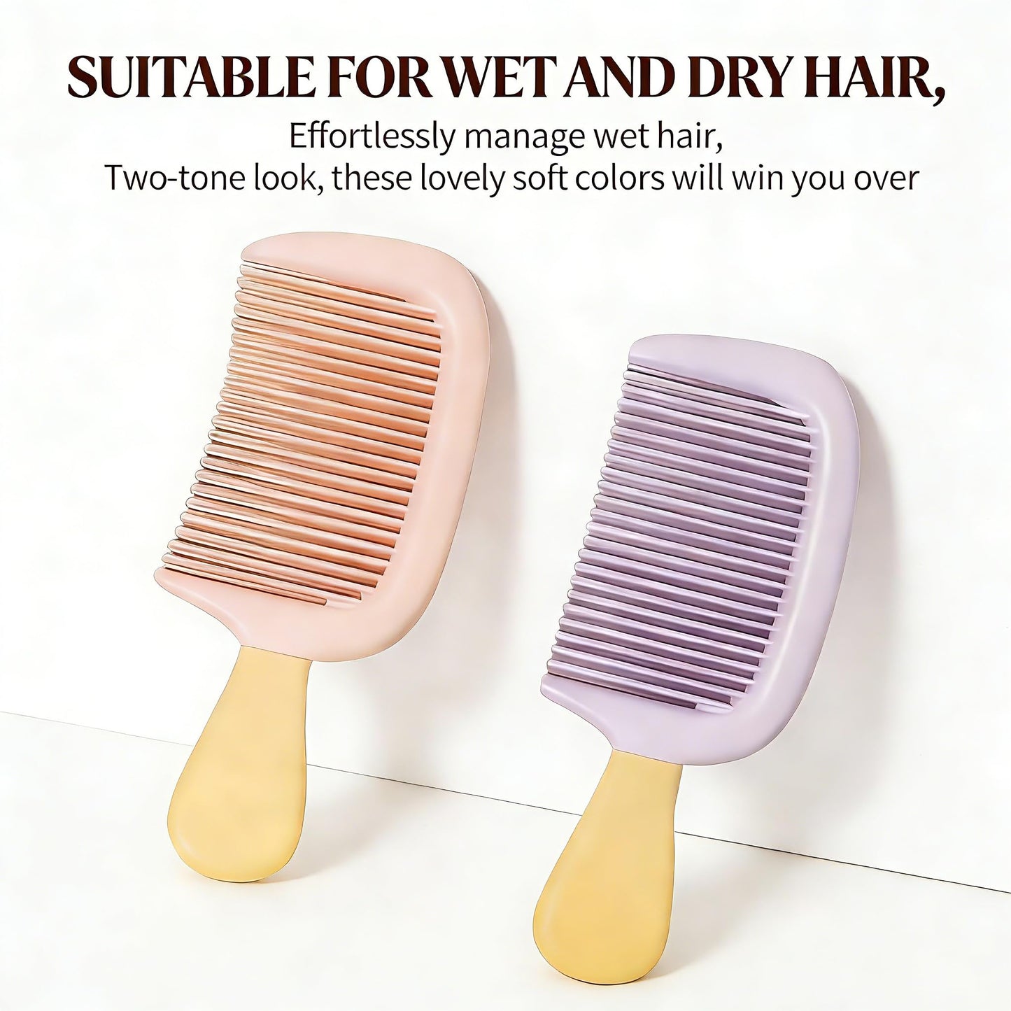 2PCS Wide Tooth Detangling Comb, Shower Comb for Wet and Dry Curly Hair, Purple and Pink Combs for Women and Men