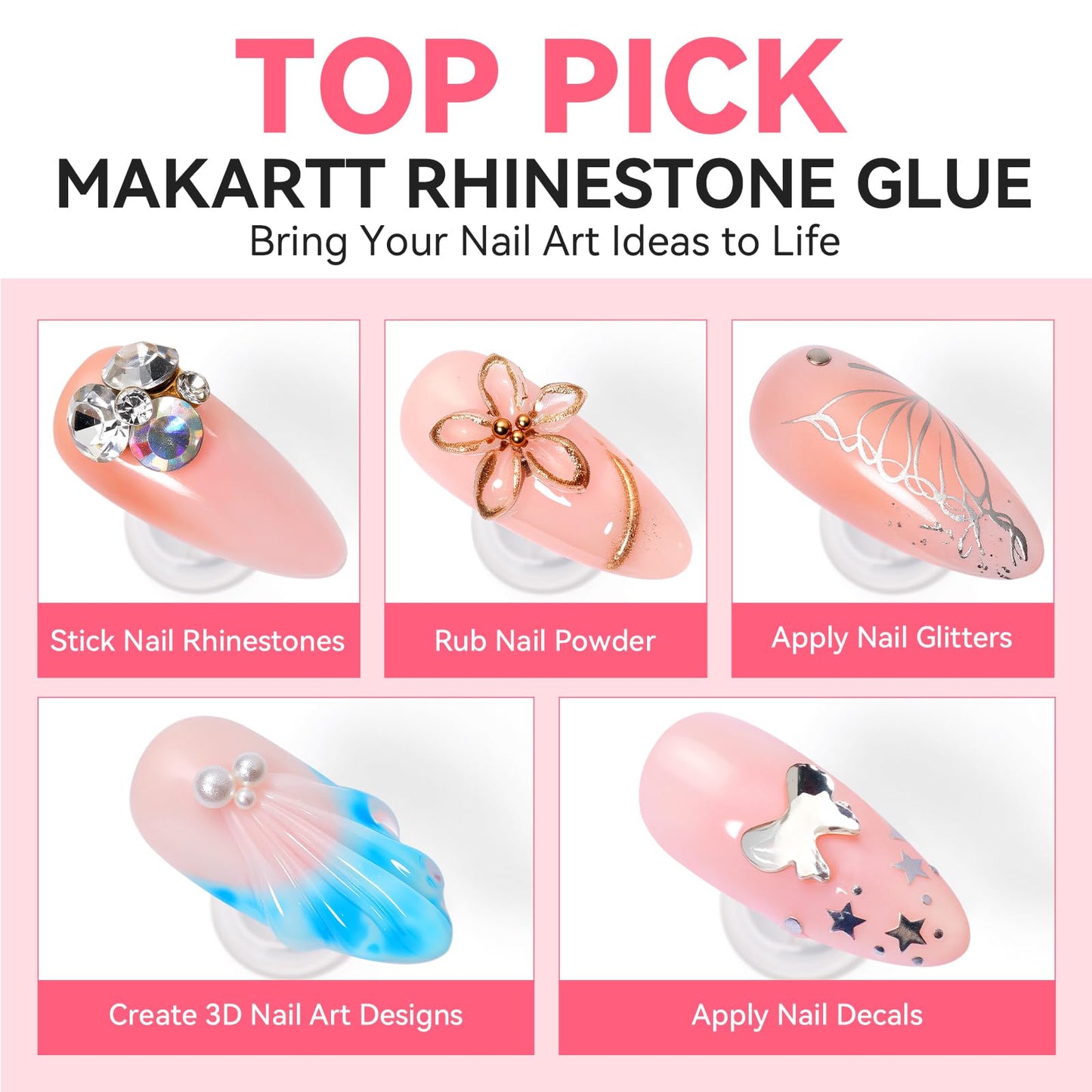 Makartt Nail Gem Glue: Precision Gel for Tiny Gems and Gap Filling 2 x 30ml