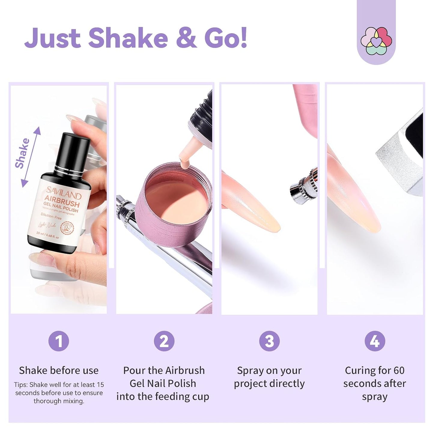 Airbrush Gel Nail Polish - Light Nude Non-Toxic Formula | Hema & Acetone Free, 20 ml for Ombre Nails