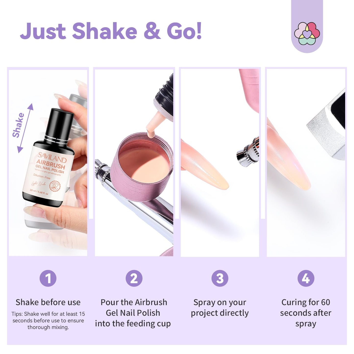 SAVILAND Airbrush Gel Nail Polish Dilution Free: Light Nude Airbrush Paint for Nails Hema ＆ Acetone Free Non Toxic No Clogging for Creating Ombre Nails Aura Nails Design Salon 20 ml