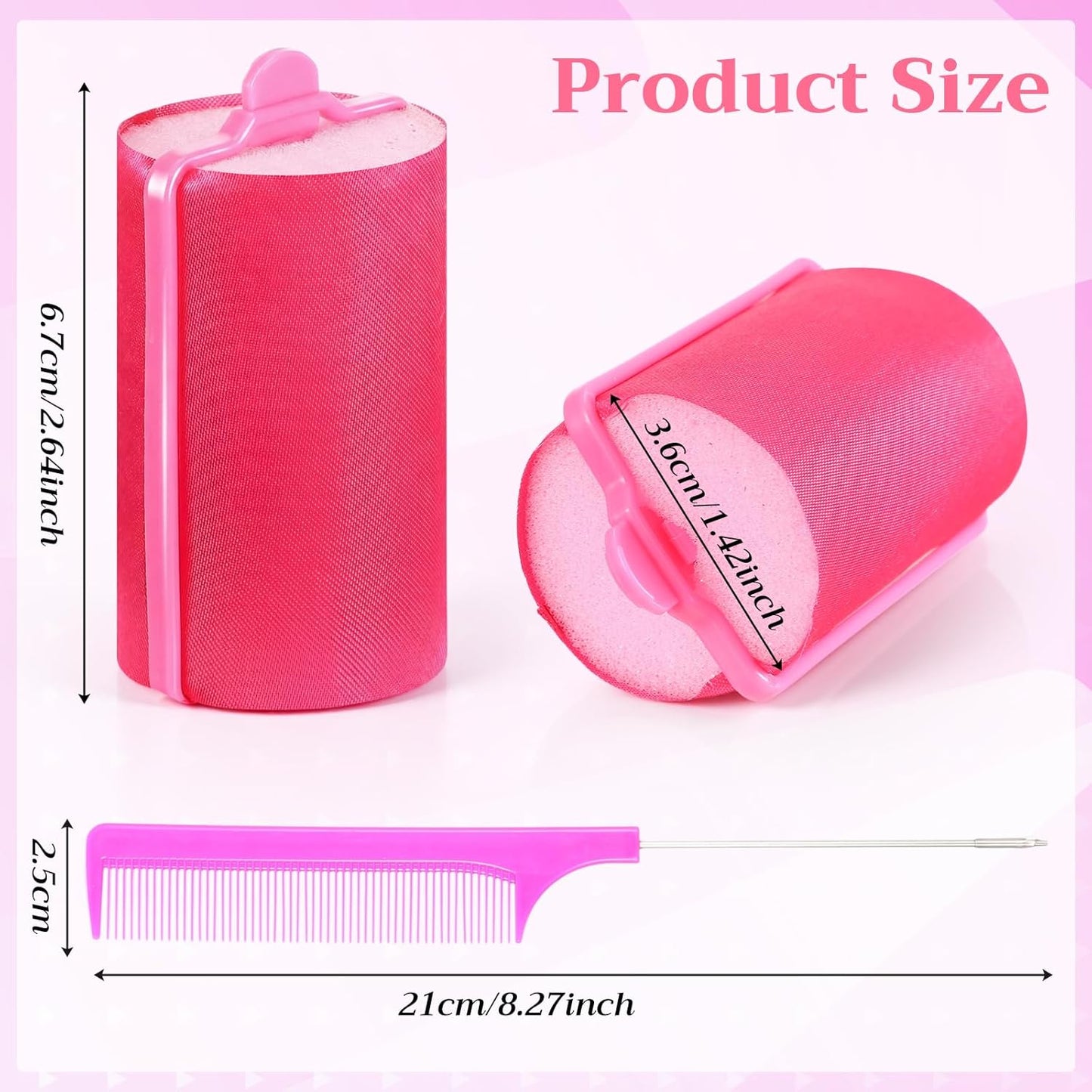 Satin Hair Rollers - 18 Pcs Foam Sponge Curlers for Black Hair - Pink Satin Wrapped | 1.42 Inch