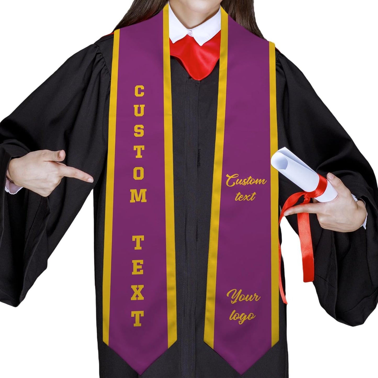 Custom Graduation Stole - Personalized Grad Sash with Text & Logo | Class of 2025 Honor Gift