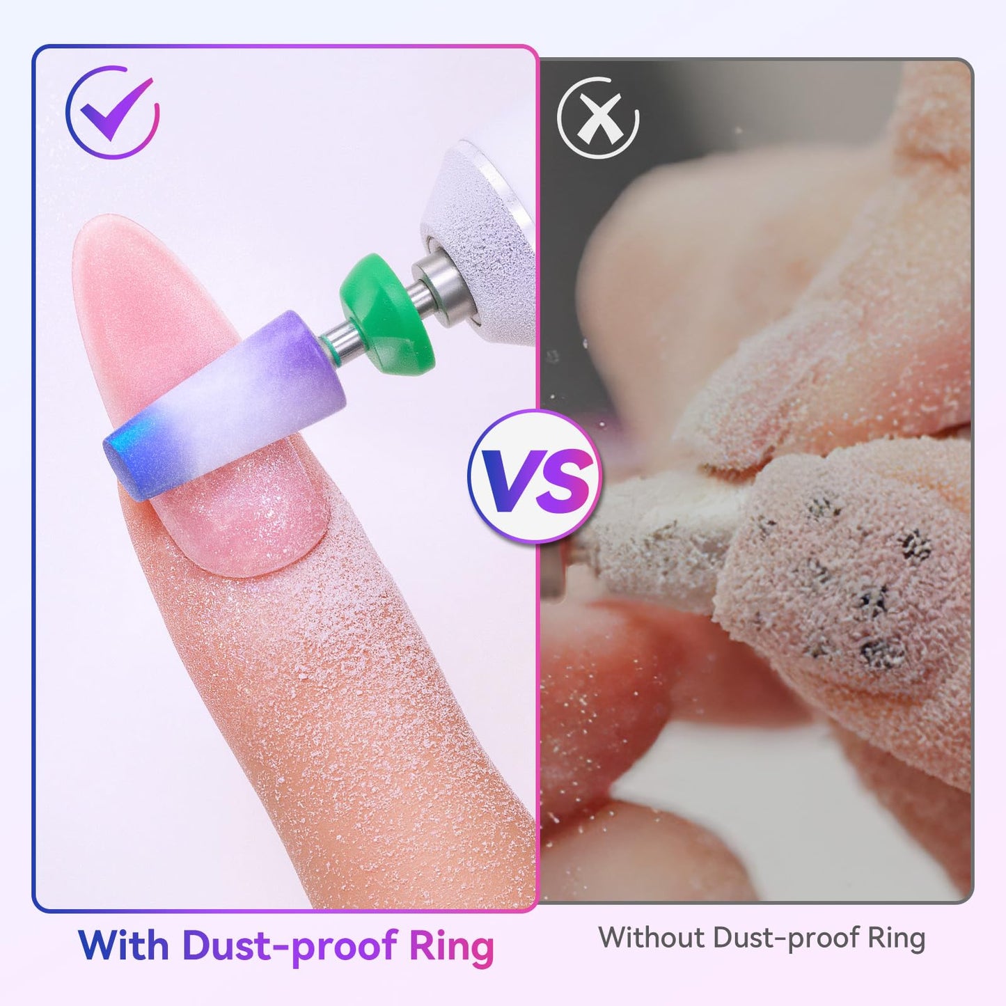 Makartt 5-in-1 Nail Drill Bits - 3/32" Shank Tungsten Carbide Tapered Bit for Fast Removal of Acrylic Nails, Hard Gel & Cuticles, Professional Nail E-File Bits for Nail Drill Machines (Fine, Purple）