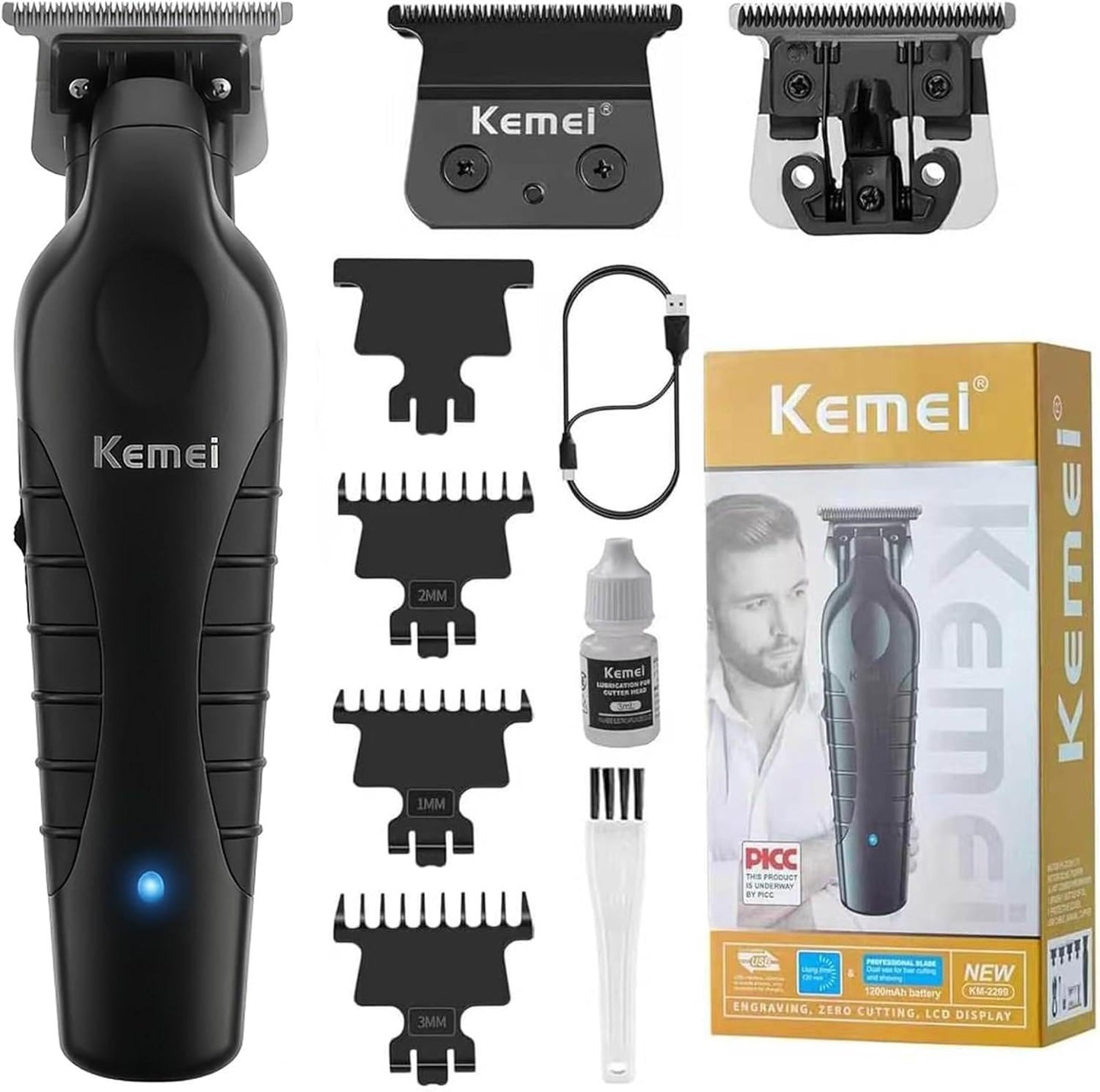 KEMEI 2299 Professional Hair Clippers for Men Professional - Cordless&Corded Barber Clippers for Hair Cutting & Grooming Rechargeable Beard Trimmer