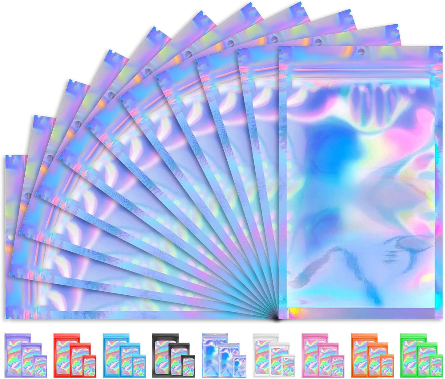 Holographic Smell Proof Bags - 100 PCS Resealable Mylar Gift Bags for Food & Jewelry | 3x5 Inch