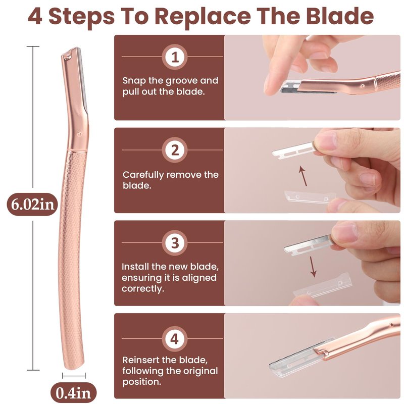 AIBRIT PRO Dermaplaning Tool for Face, Dermaplane Razor for Peach Fuzz with Metal Grip, Professional Eyebrow Razor for Women, Facial Razor for Women Silver (12 Replaceable Blades)