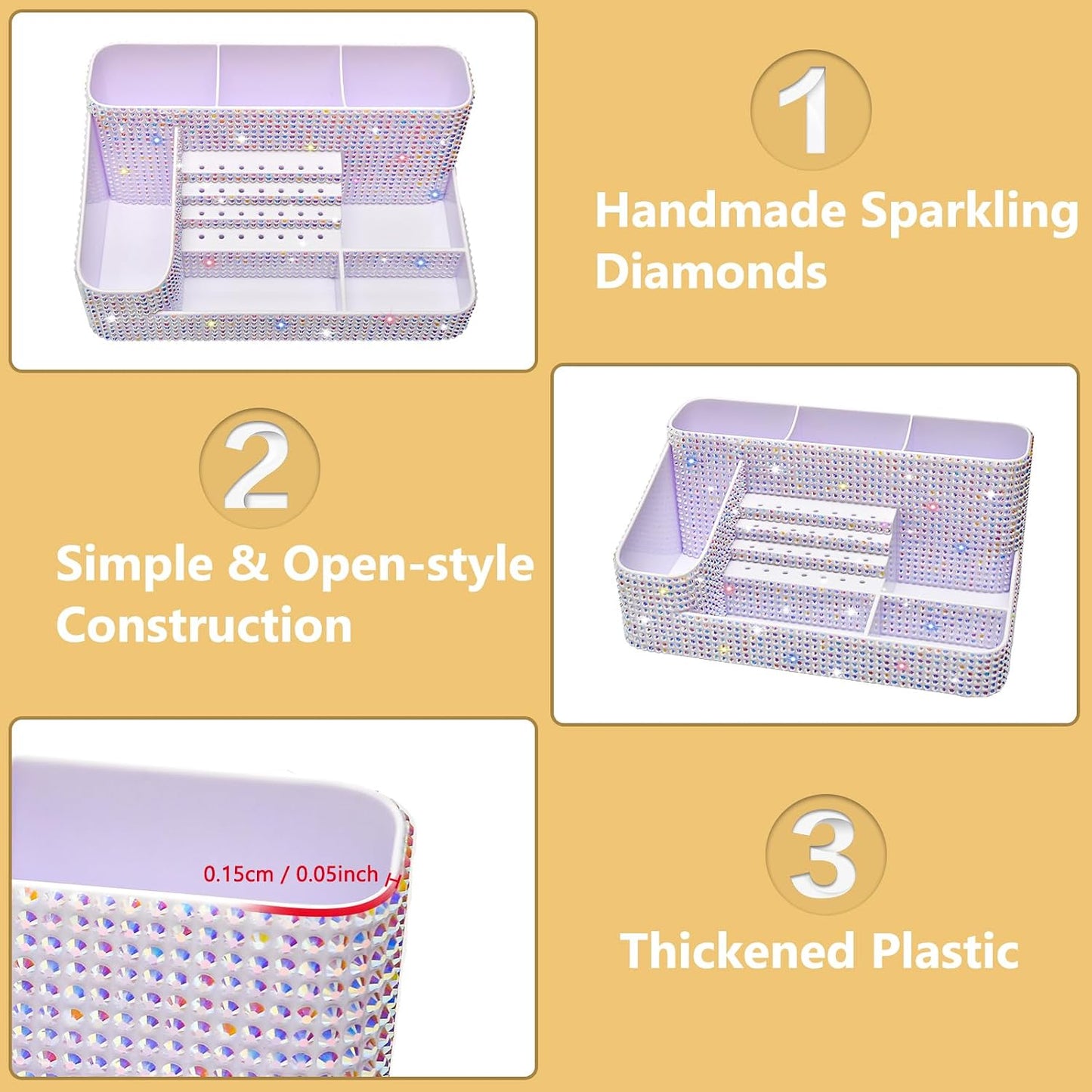 Nail Drill Holder - 28 Holes Bit Organizer for Nail Techs | Bling White Design