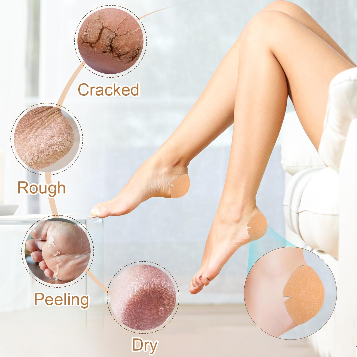 TEAWOO 30PCS Patented Cracked Heel Treatment Patches, Cracked Heel Repair Bandage (80mm x 80mm)