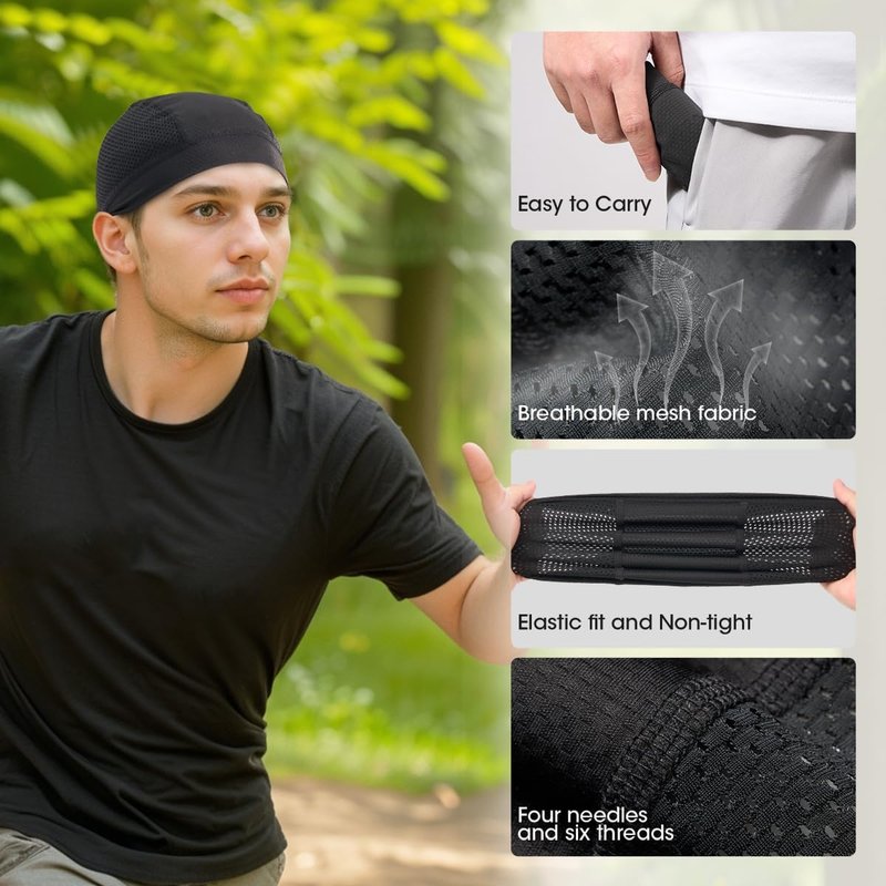Summer Skull Cap Helmet Liner - Breathable Cooling Beanie for Men & Women | 2-Pack