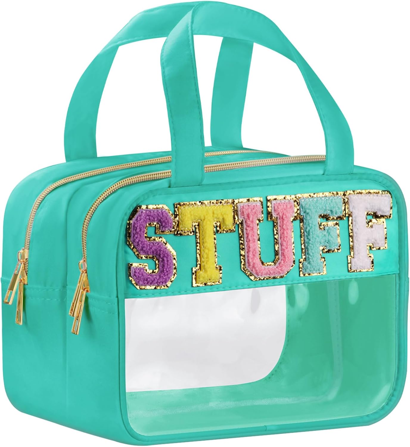Dance Chenille Letter Bags - Clear Makeup Travel Pouch | Waterproof Nylon & PVC, Large Cosmetic Storage for Women