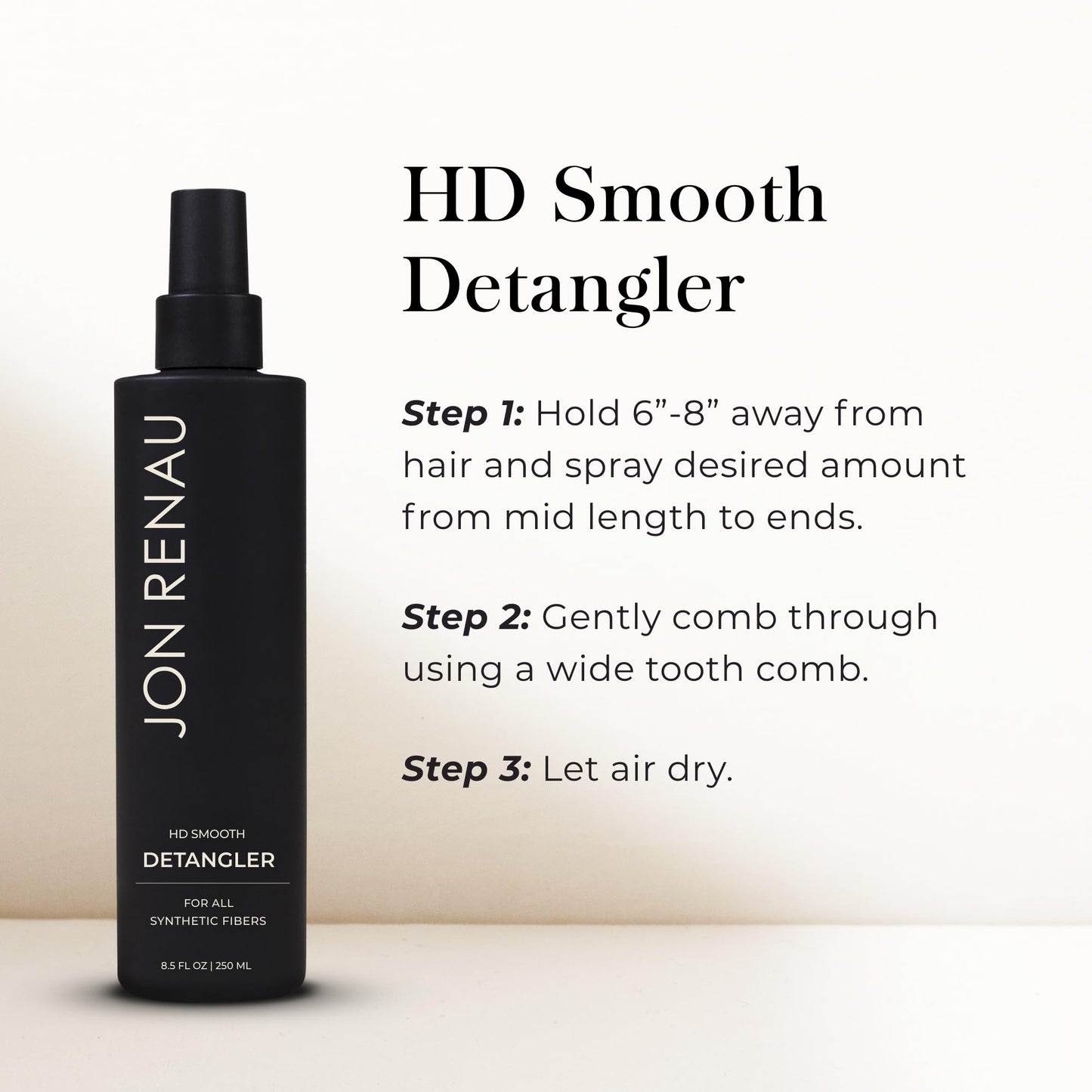 Jon Renau HD Smooth Detangler, Leave In Detangler Spray for Synthetic Wigs and Hair Extensions, Frizz Reducing Detangling Spray for Synthetic Hair, Wig Care Products, 8.5 oz
