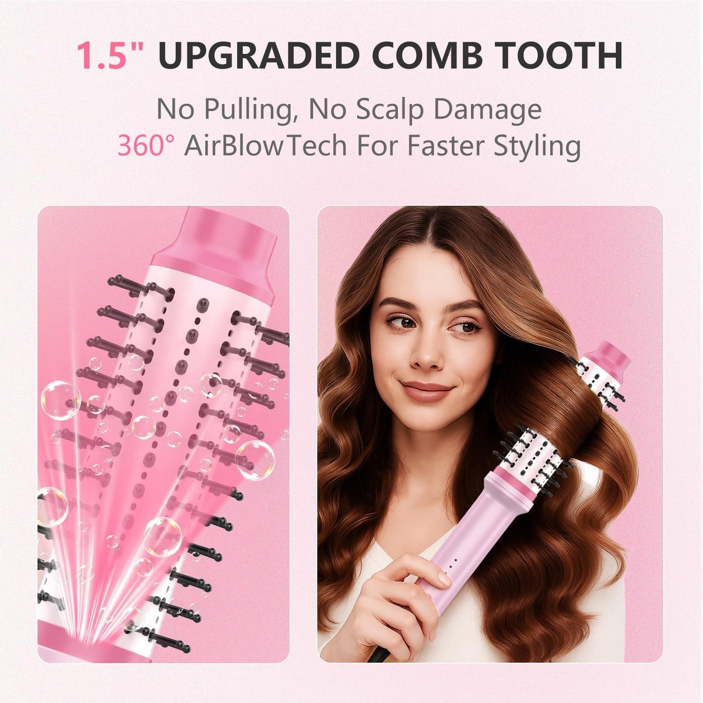Ceramic Heated Round Brush - 1.5 Inch Thermal Blowout Brush for Straightening, Curling & Volume | Dual Voltage, Ionic Technology