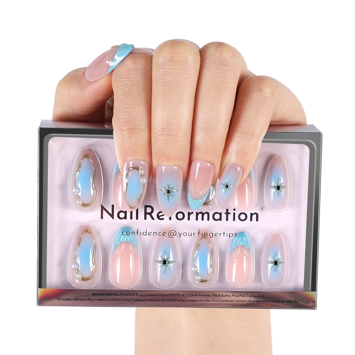 Press On Nails - Strawberry Seed Milky Pink Almond Fake Nails with Red Polka Dot French Tip | Glossy Reusable 32 Pcs in 16 Sizes - Perfect Manicure Gifts for Women