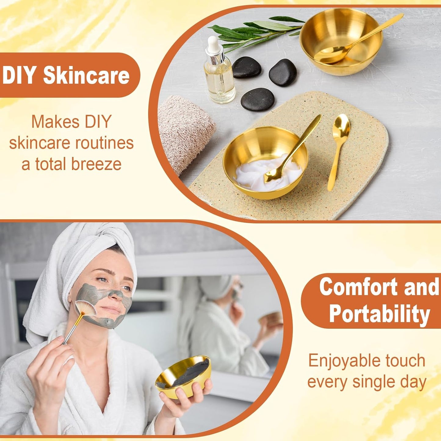 15 PCS Gold Esthetician Supplies Set - Face Mask Brushes, Mixing Bowls & Hair Wraps for Spa Use | Ideal for Salon Professionals