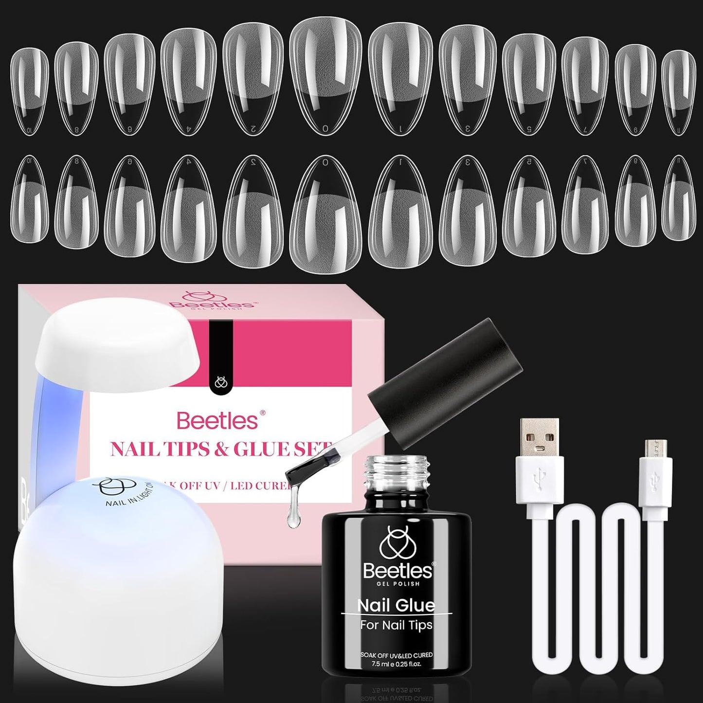 Coffin Gel Nail Tips | Medium Half Matte Press-On Nails - 288 Pcs, 12 Sizes for Easy DIY Manicure