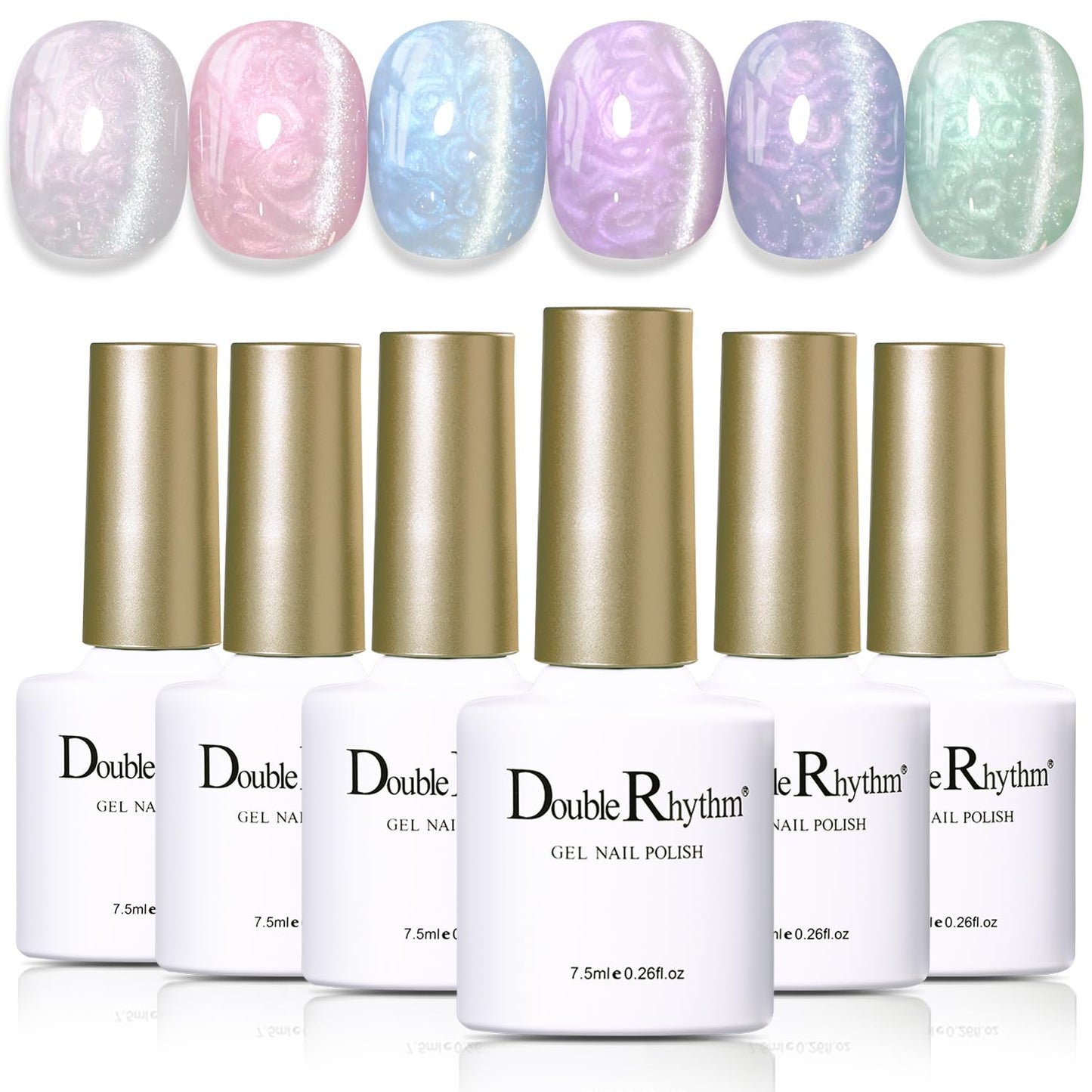 Cat Eye Gel Polish Set - 6 Shimmering Colors with Magnetic Holographic Effect | UV Nail Art Kit