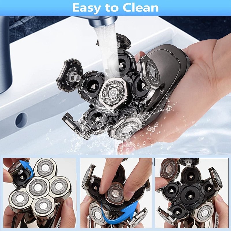 VODOZAVA Head Shaver Replacement Heads Magnetic 7 Blades Razor Replacement Blades Compatible with Freebird Shaver & Other Brands (silver6)