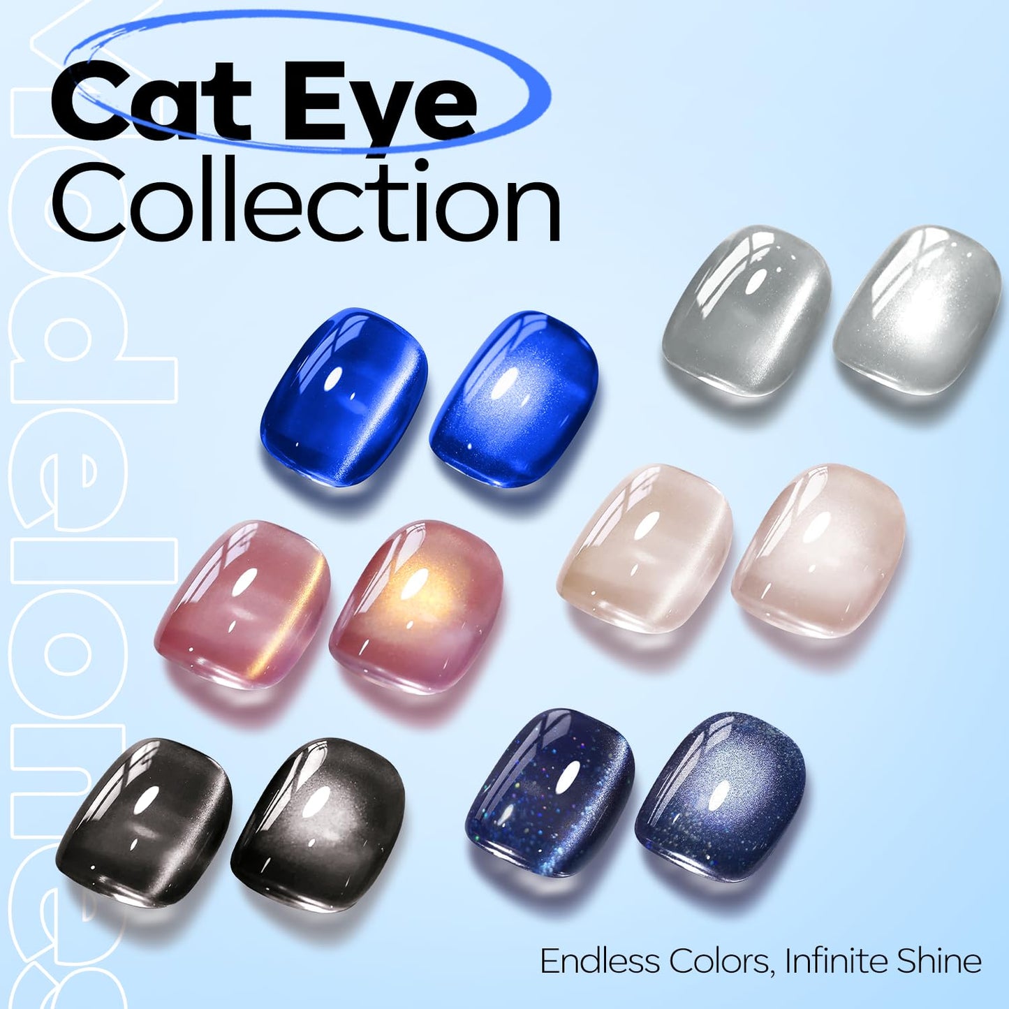Cat Eye Gel Nail Polish - Glitter Blue Magnetic Soak Off UV Gel for Stunning Nail Art | Winter Manicure