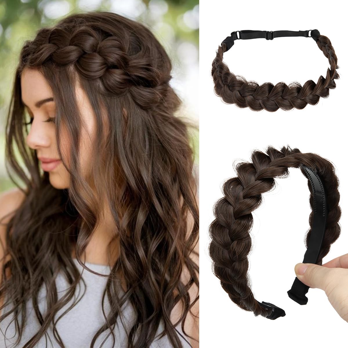 Braided Headbands for Women - Handmade Synthetic Hair Hoops | Sahara Beige 2-Pack