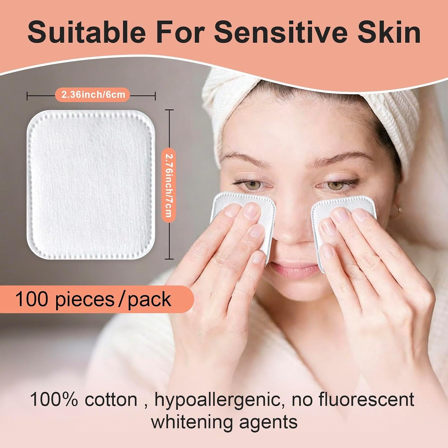 Large Cotton Pads - 300 Count Makeup Remover Rounds for Sensitive Skin | Ultra-Absorbent Hypoallergenic, Soft & Lint-Free