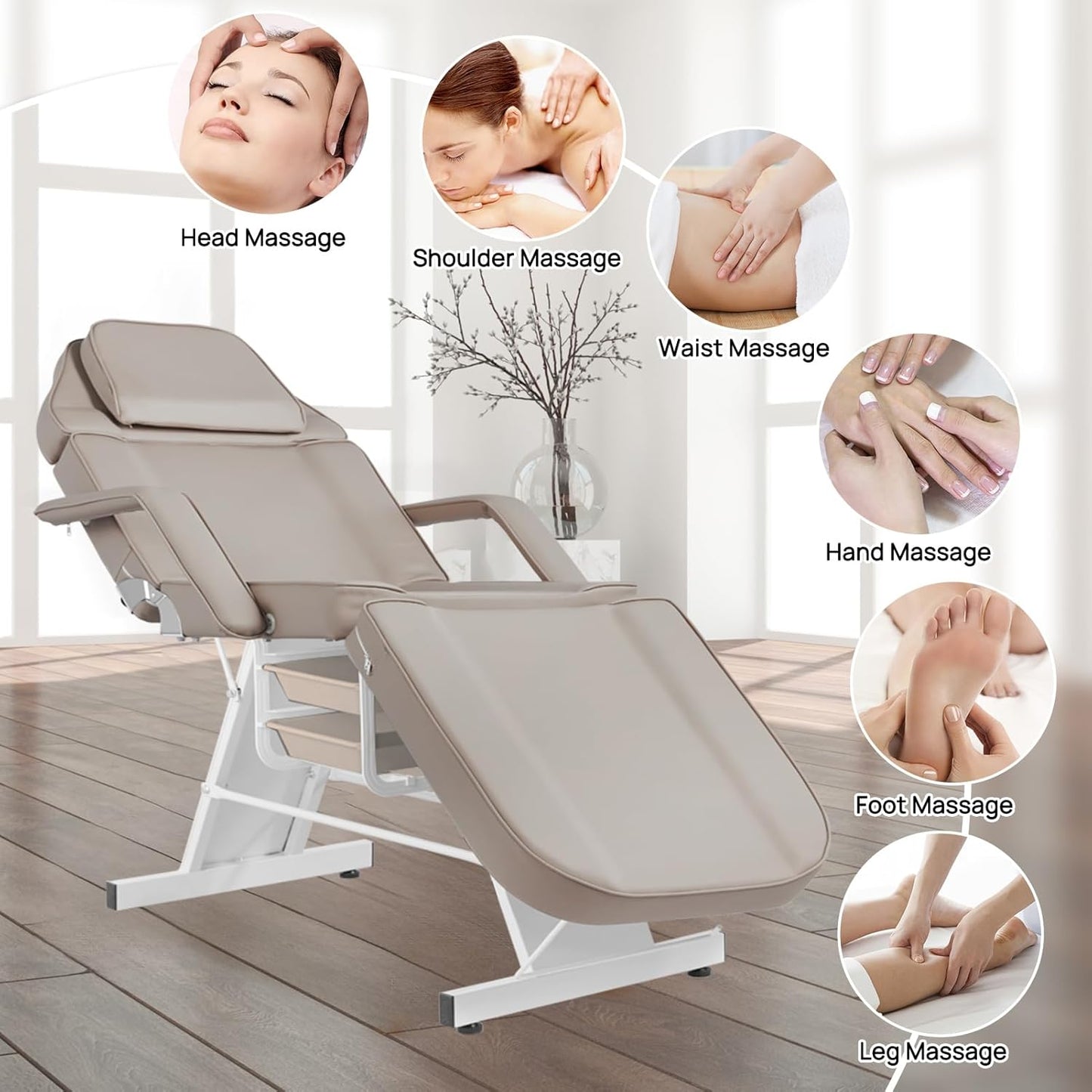Tattoo Chair - Adjustable Facial Chair with Hydraulic Stool for Estheticians | Gray Multipurpose Spa Equipment