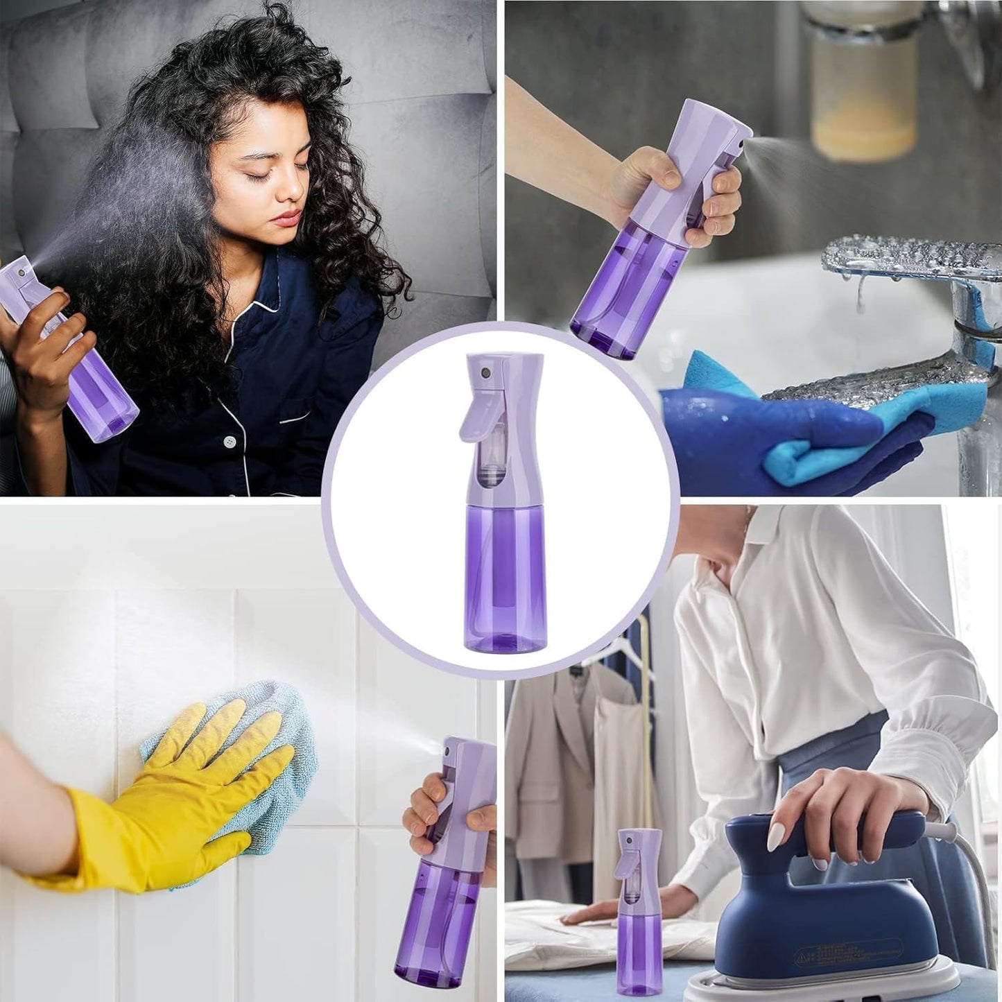 HIVEKLY Spray Bottle For Hair,Continuous Spray Bottle, Empty Spray Bottles – Recycled Hair Misting Sprayer for Styling, Cleaning, Plants, Barbers (Purple)