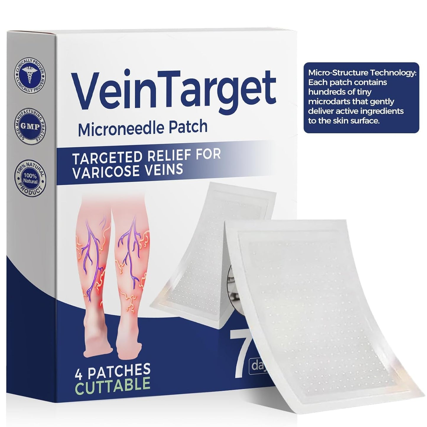 Vein Target Microdart Patches for Legs | Effective Treatment - 1 Box