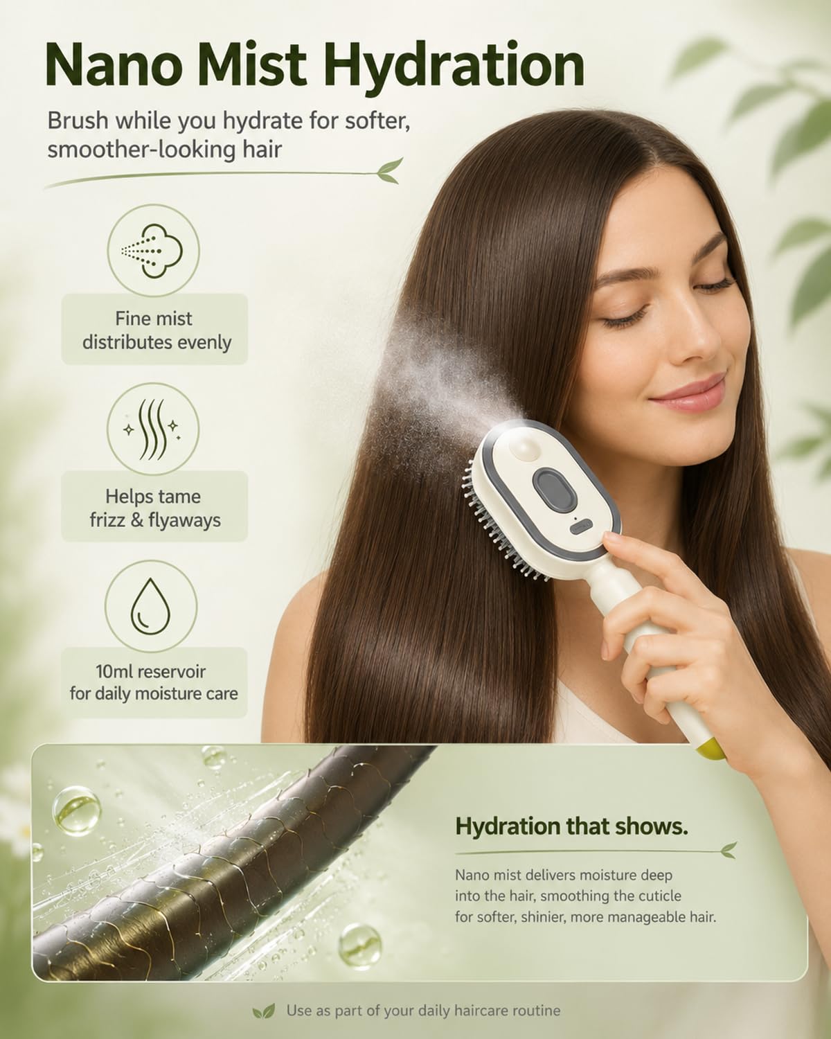 Electric Spray Air Cushion Massage Comb, Rechargeable Mist Hair Brush, Self-Cleaning Anti-Tangle Detangling Brush, Anti-Static Scalp Massager Styling Comb for Dry Frizzy Hair (Pink)