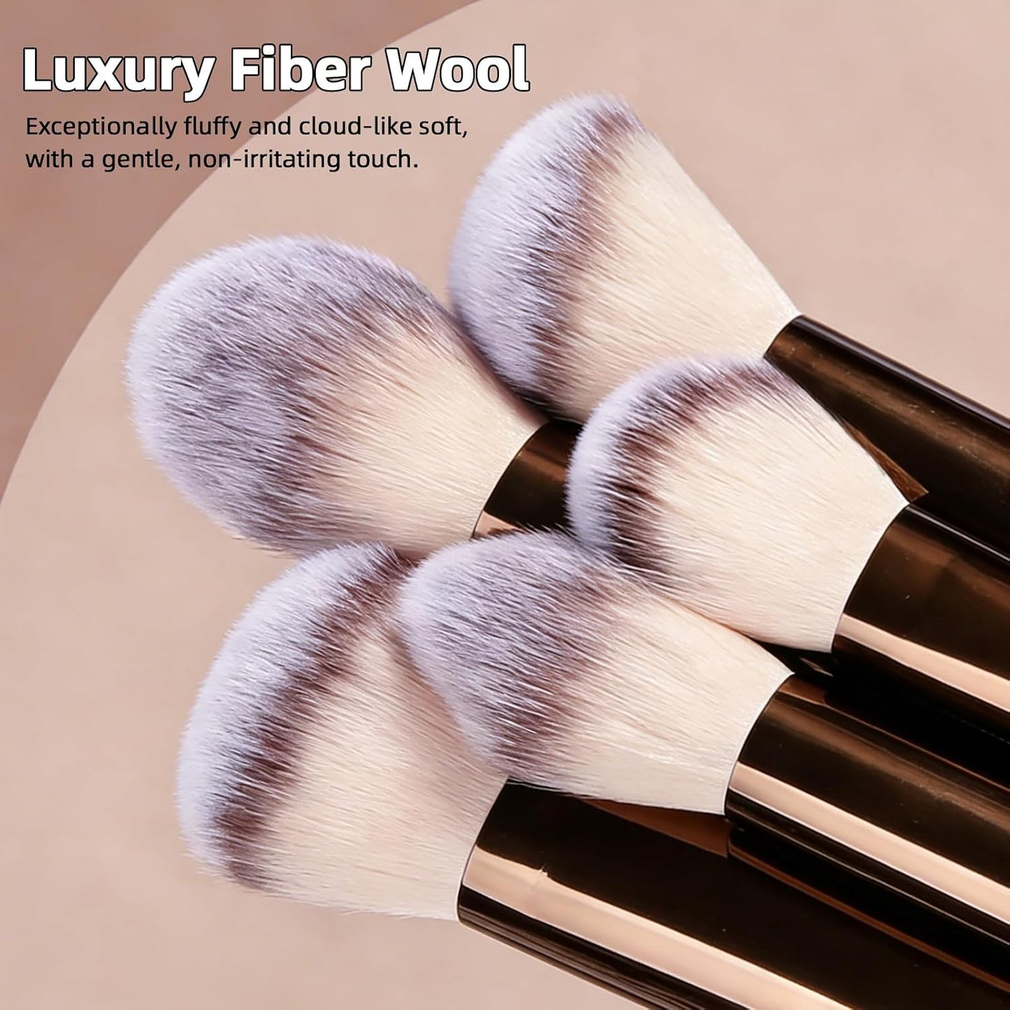 17-Piece Makeup Brush Set - Synthetic Bristles, Aluminum Ferrule | Brown for Beginners & Professionals