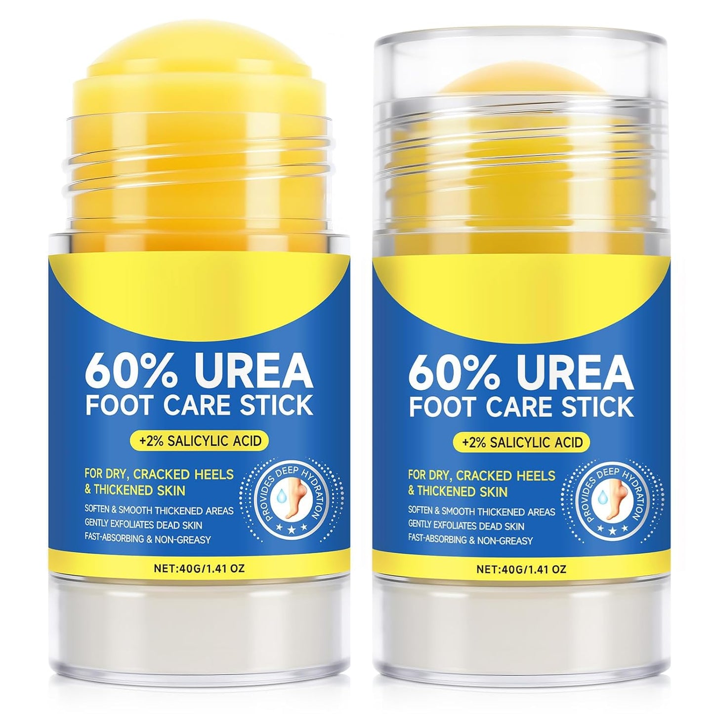 Urea Foot Cream - Salicylic Acid Heel Stick for Cracked Feet | Intensive Moisturizer for Smooth Skin
