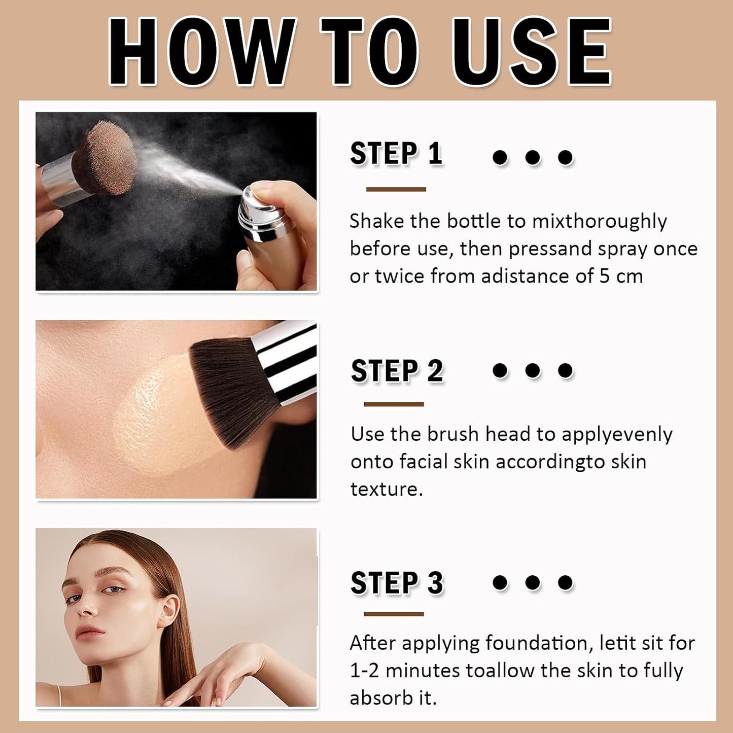 Airbrush Foundation Makeup - Silk Flawless Sunscreen Setting Spray for Radiant Skin | Moisturizing Anti-Aging Formula (Beige)