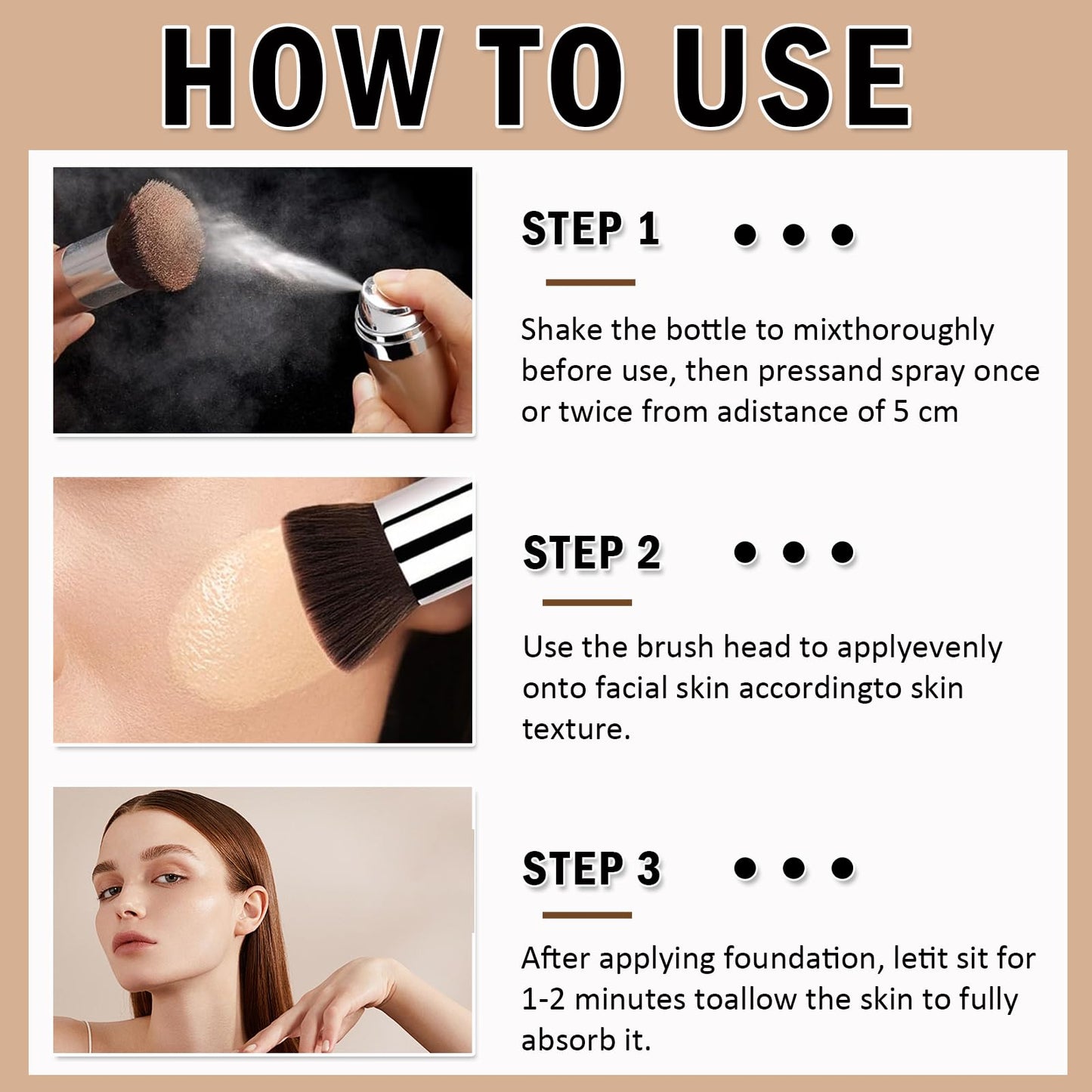 Airbrush Foundation Makeup, Silk Airbrush Flawless Sunscreen Setting Spray for Older Women, Foundation for Smooth Radiant Skin, Moisturizing Breathable Spray Makeup with Anti-aging (02#Beige)