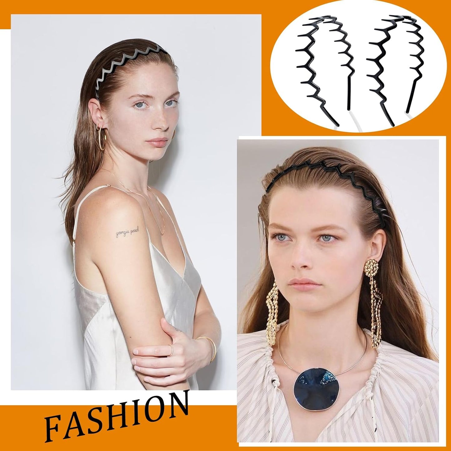 Zig Zag Shark Tooth Headbands - Trendy U-Shaped Hair Bands for Women & Girls | 6-Pack Stylish Accessory