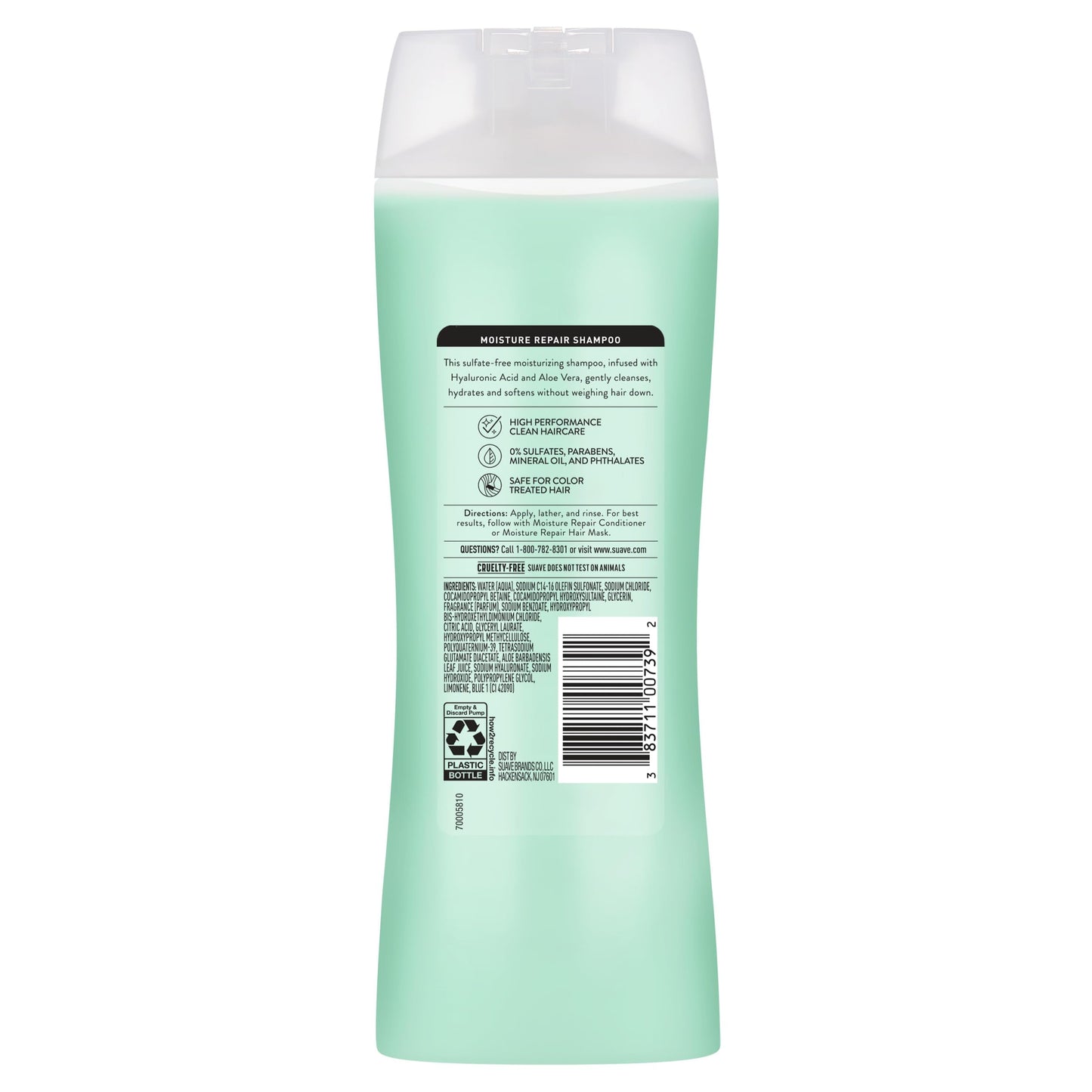 Suave Moisture Repair Shampoo, Sulfate-free, for restored moisture with every wash, safe for color treated hair, 12.6 oz Pack of 6