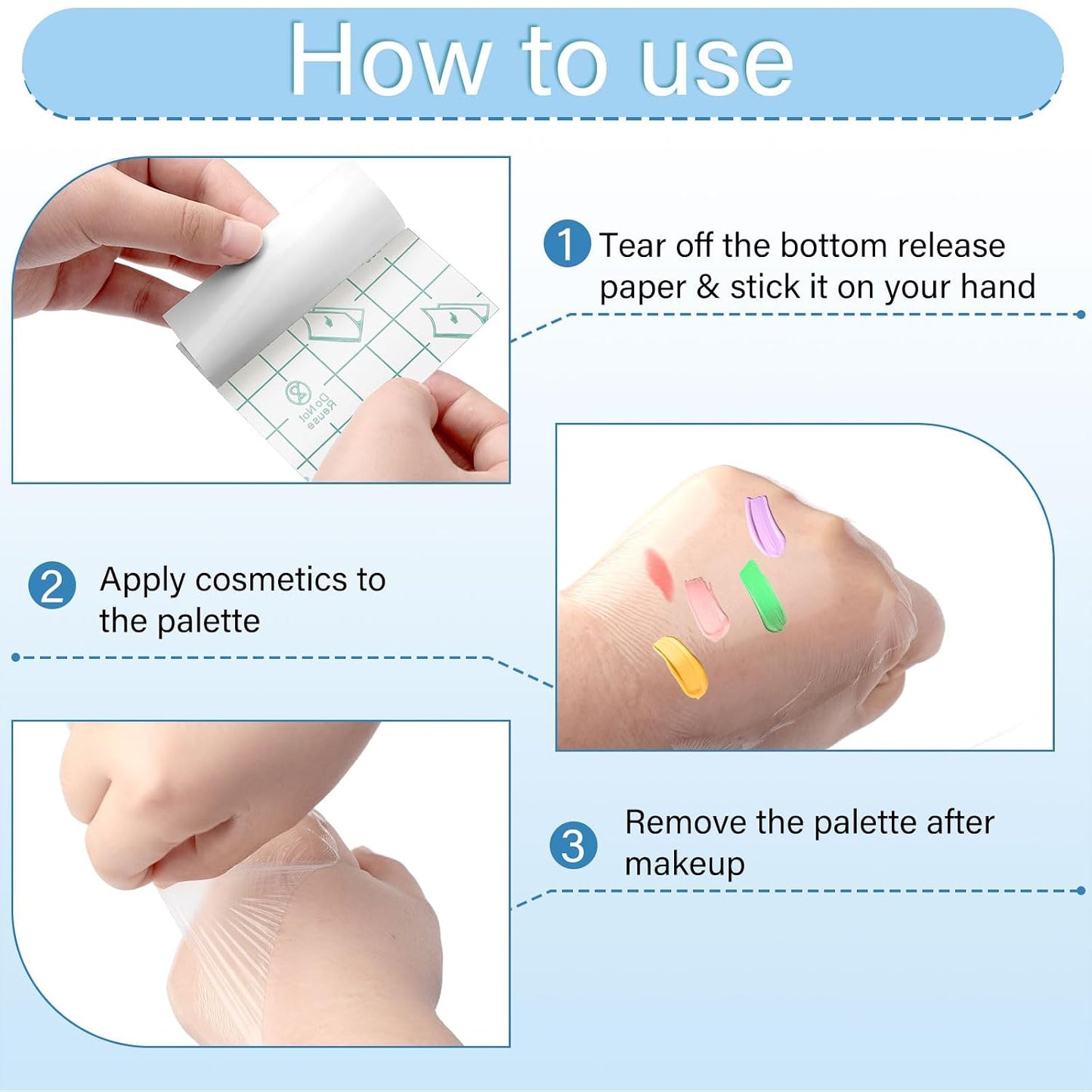 Makeup Hand Palette - 200 Disposable Waterproof Mixing Trays | 2.36 x 2.36 Inch