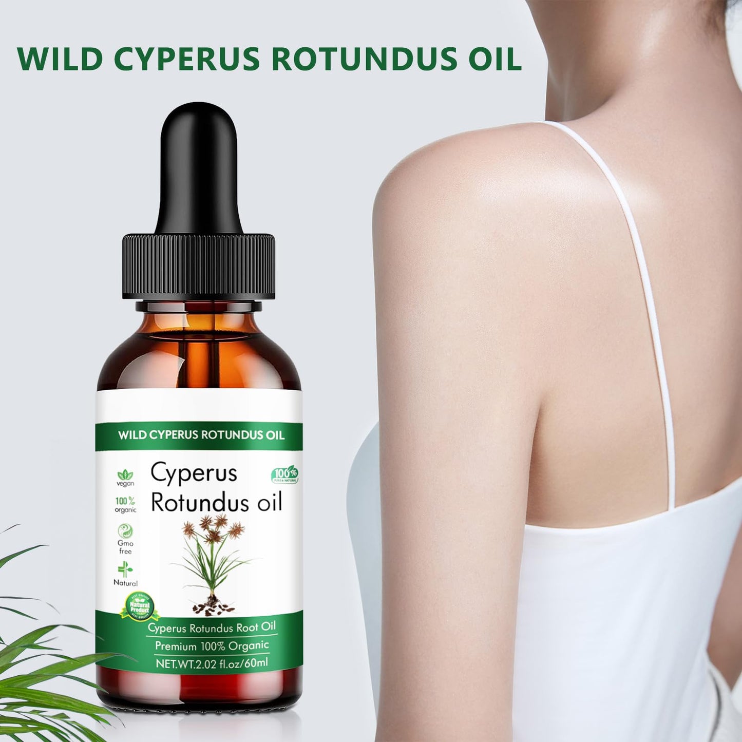 Wild Cyperus Rotundus Oil, 100% Organic, 2.02 fl oz, For Hair Removal, Smooth Skin