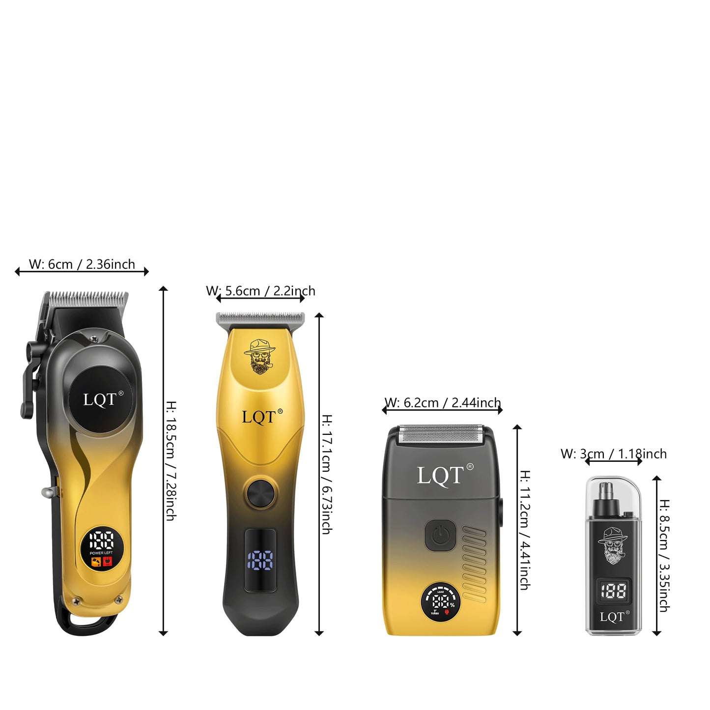 LQT Hair Clippers for Men LED Display Cordless Clippers Set Professional Electric Beard and Mustache Trimmer for Men Foil Shaver Nose and Ear Hair Trimmer for Birthday Son Husband Father Men Gifts