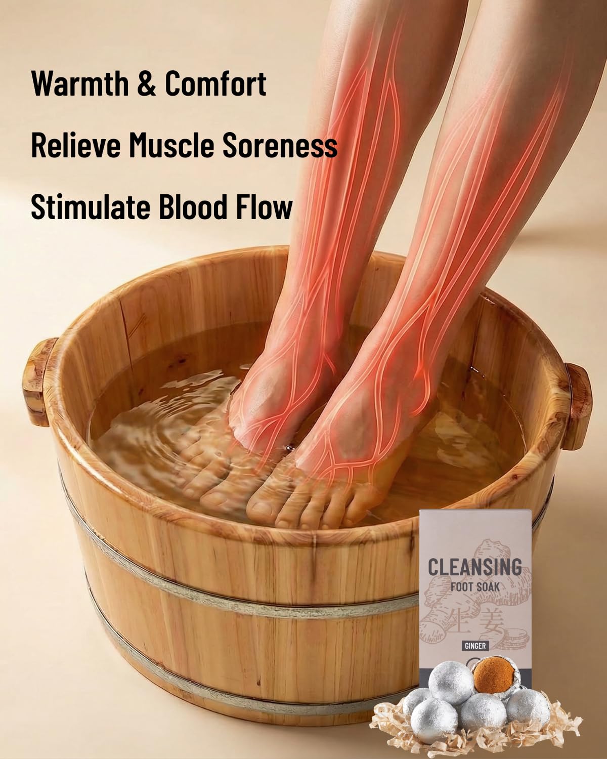 Ginger Herbal Foot Soak - Natural Foot Bath for Circulation & Relaxation | Lymphatic Support & Swelling Relief