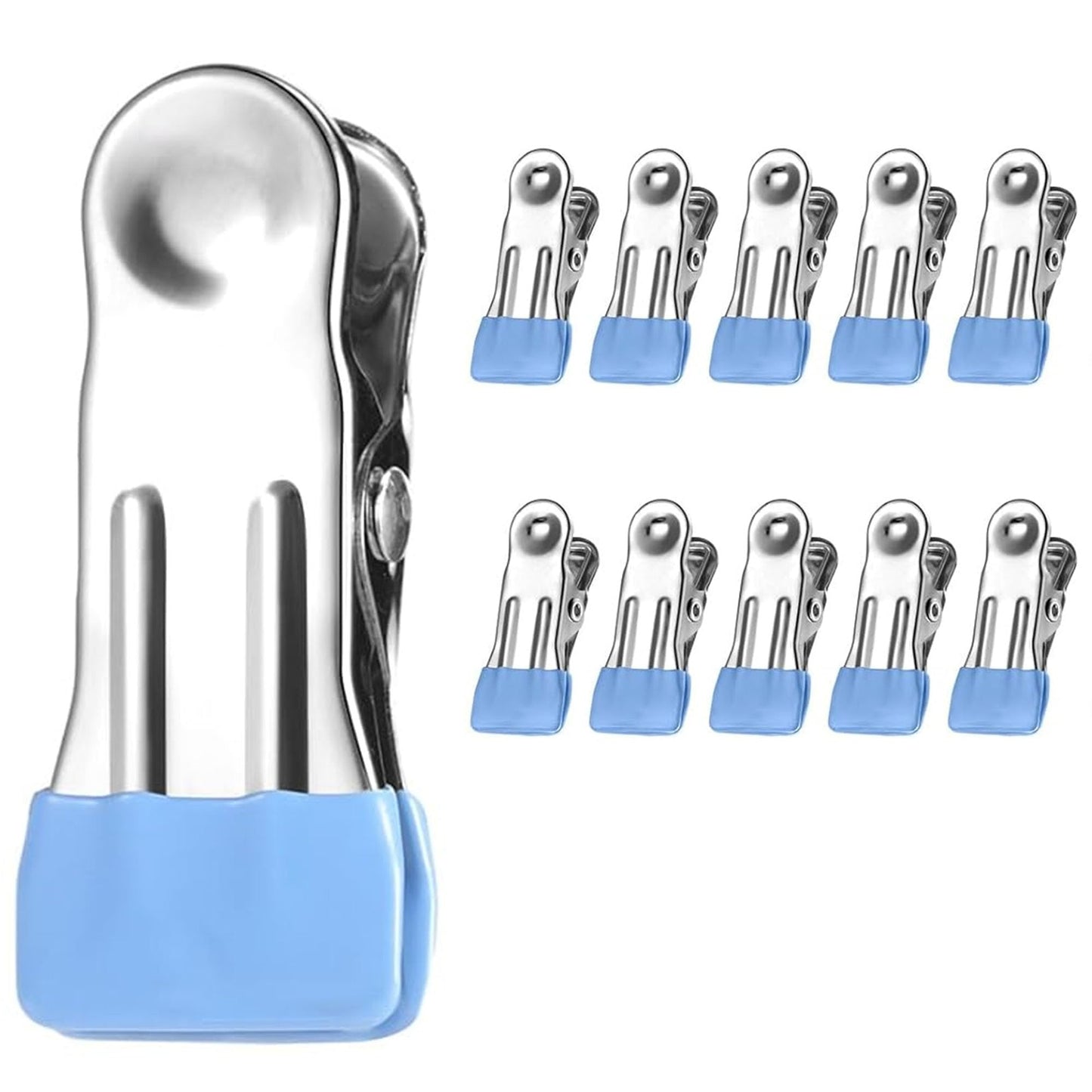 10 Pack Clothes Pins 2 Inch Mini Clothespins and Chip Clips for Food Bag Sealing Photo Hanging Snacks Organization Heavy Duty Plastic Clips for Kitchen Office and Home Use Blue